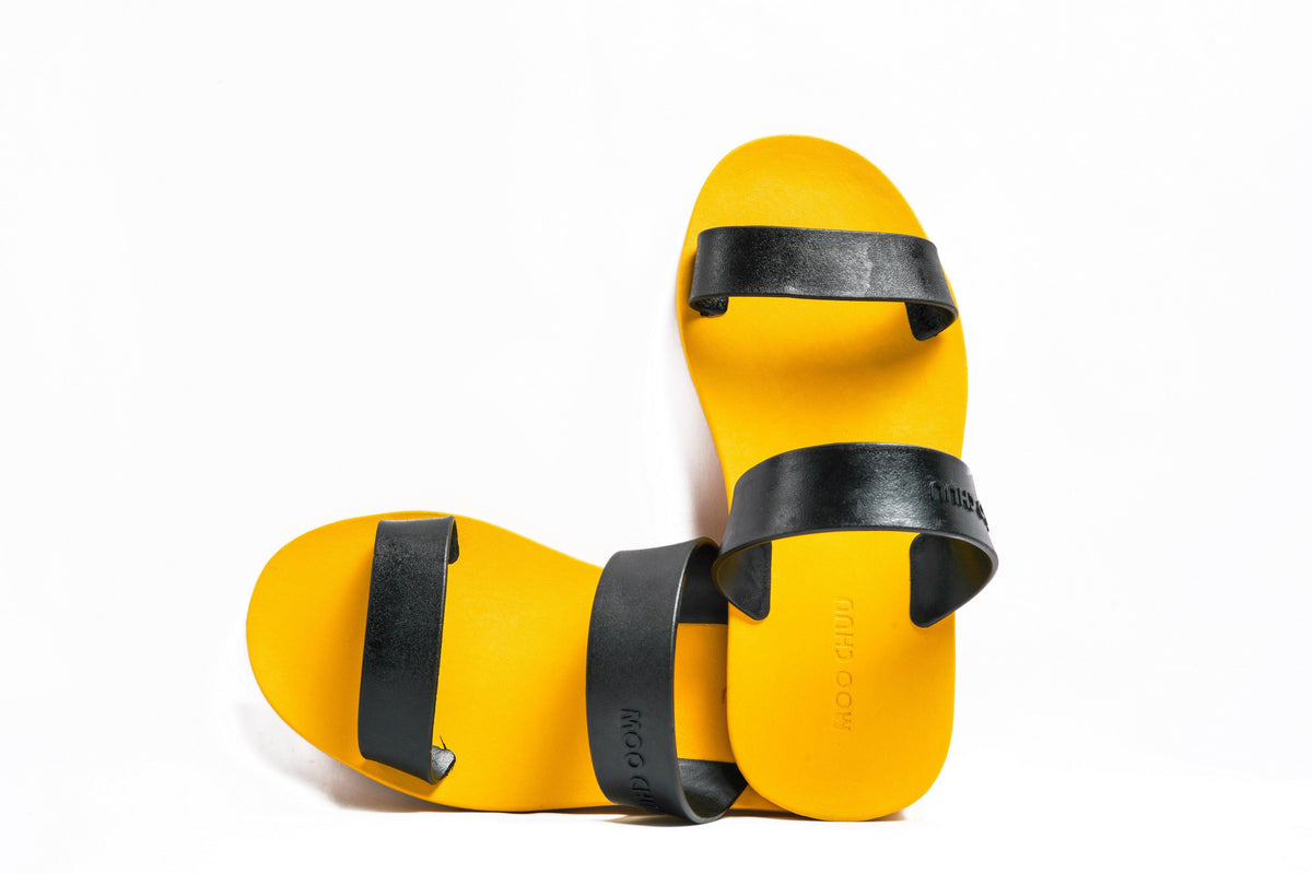 Yellow discount leather sandals