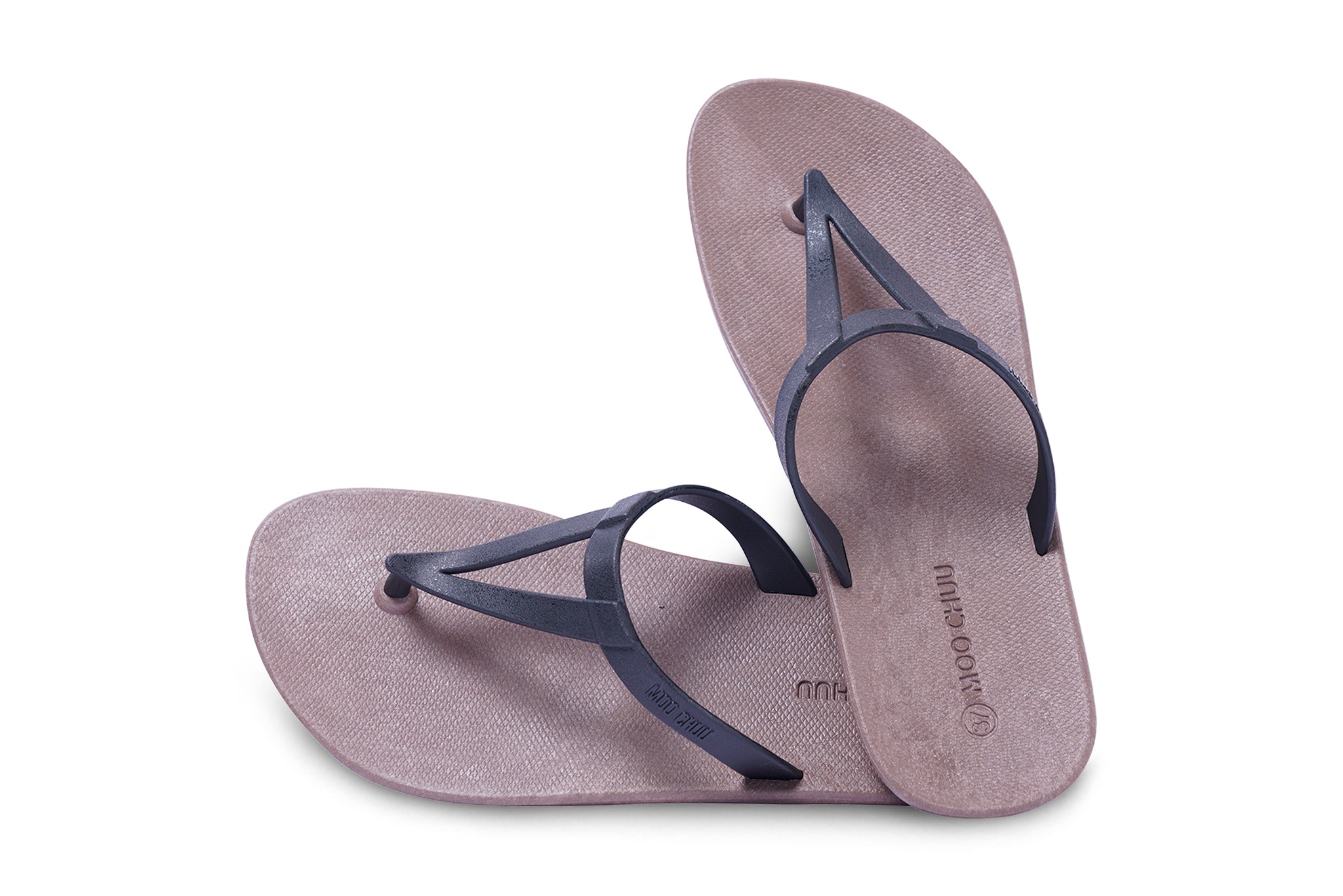 Tan flip flops best sale with black straps