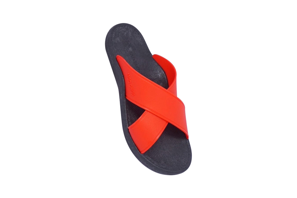 Crossy Black Sole Red Strap