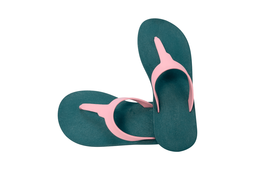 Thongs Green Sole Light Pink Strap