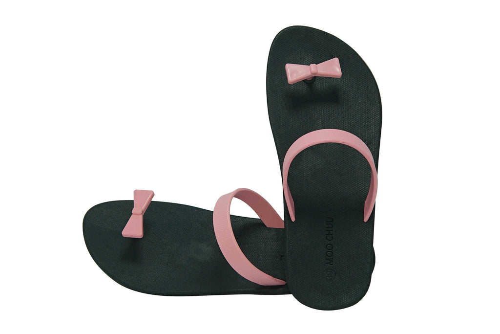 Sweety Bow Black Sole Light Pink Strap