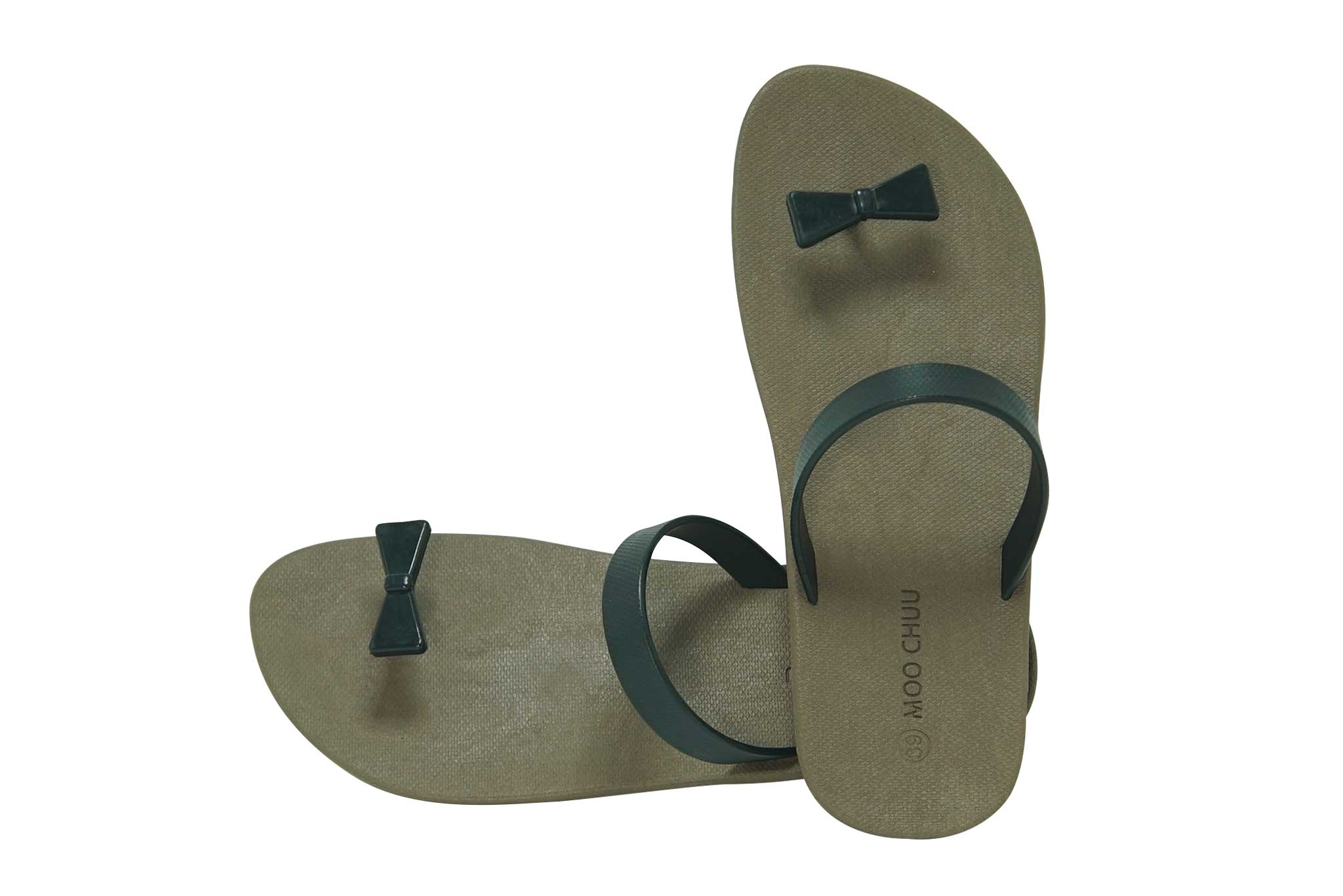 Sweety Bow Brown Sole Black Strap