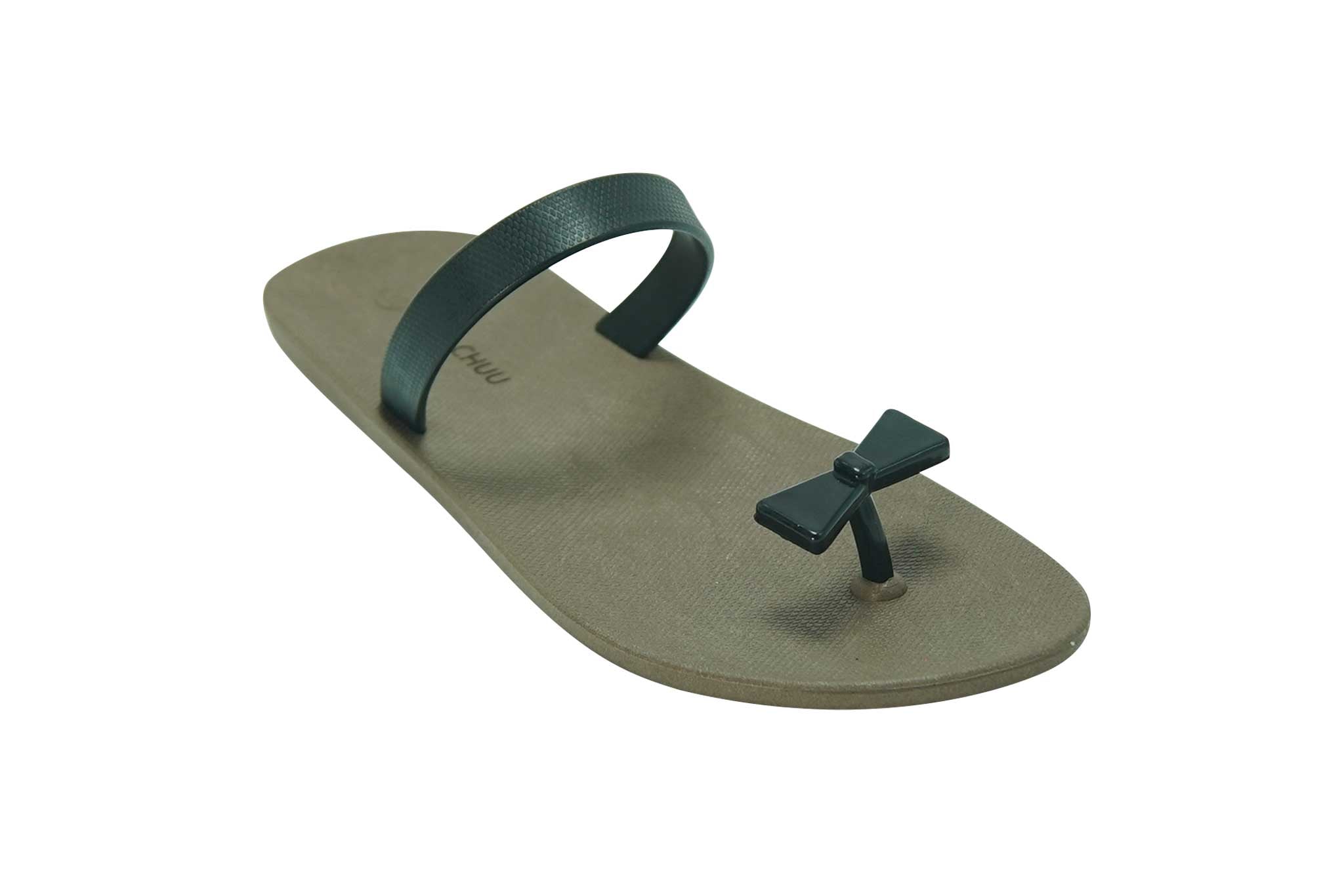 Sweety Bow Brown Sole Black Strap