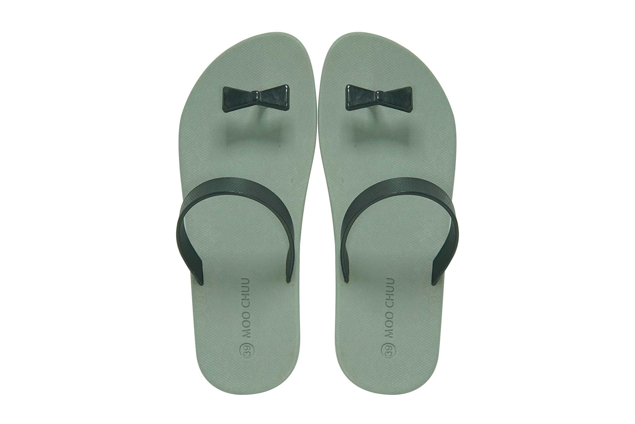 Sweety Bow Grey Sole Black Strap