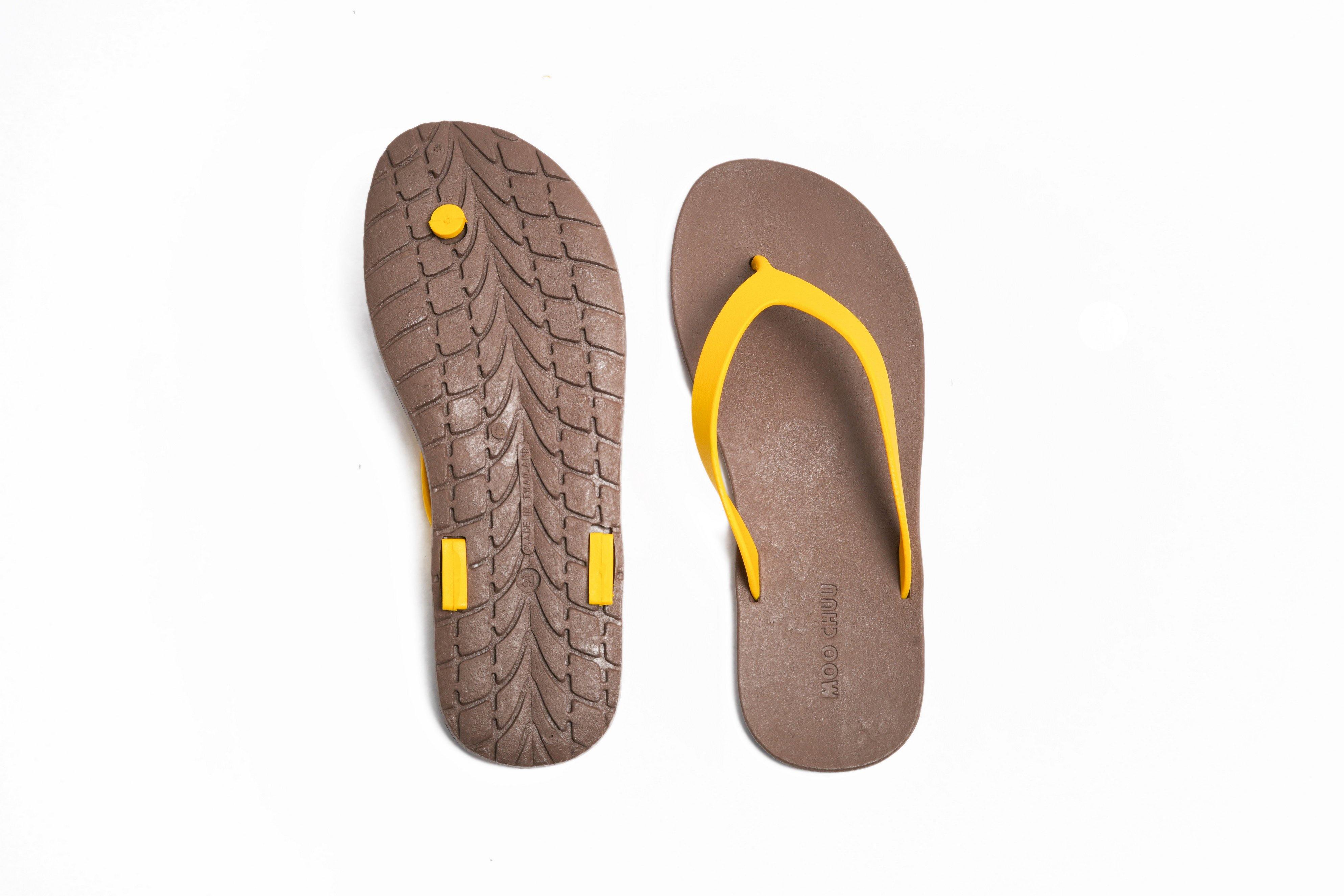 Flippy Brown Sole Yellow Strap - Moo Chuu India