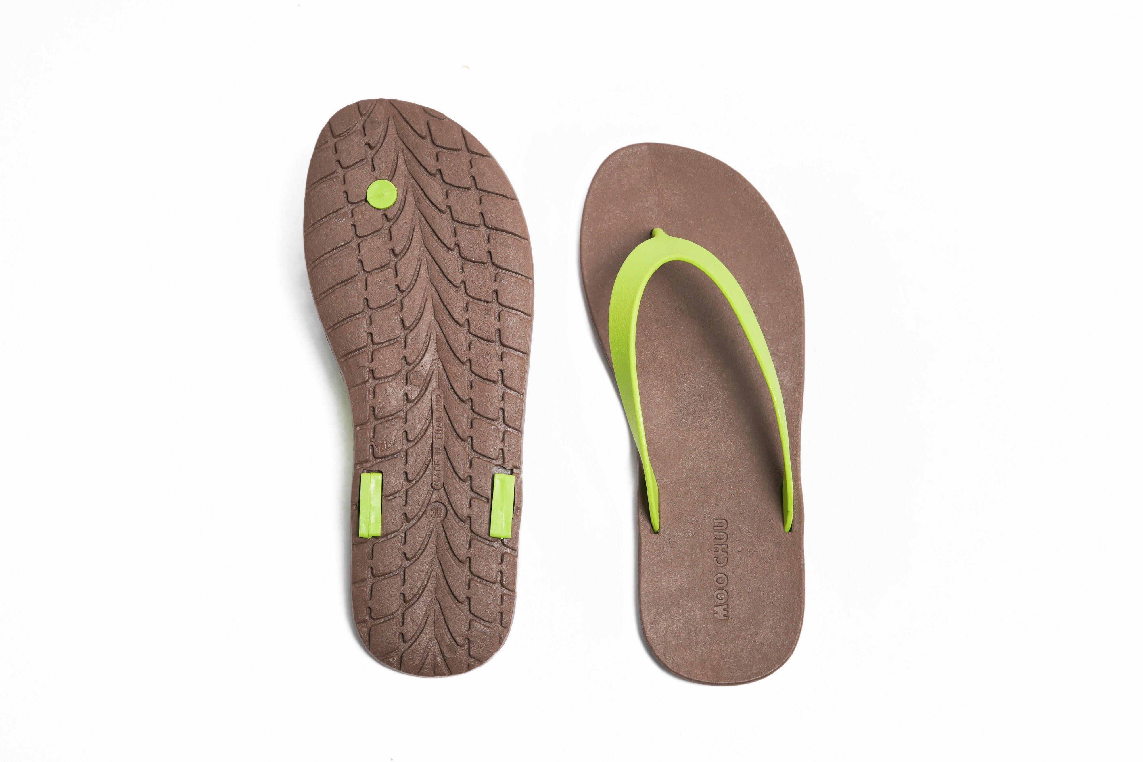 Flippy Brown Sole Lime Strap - Moo Chuu India