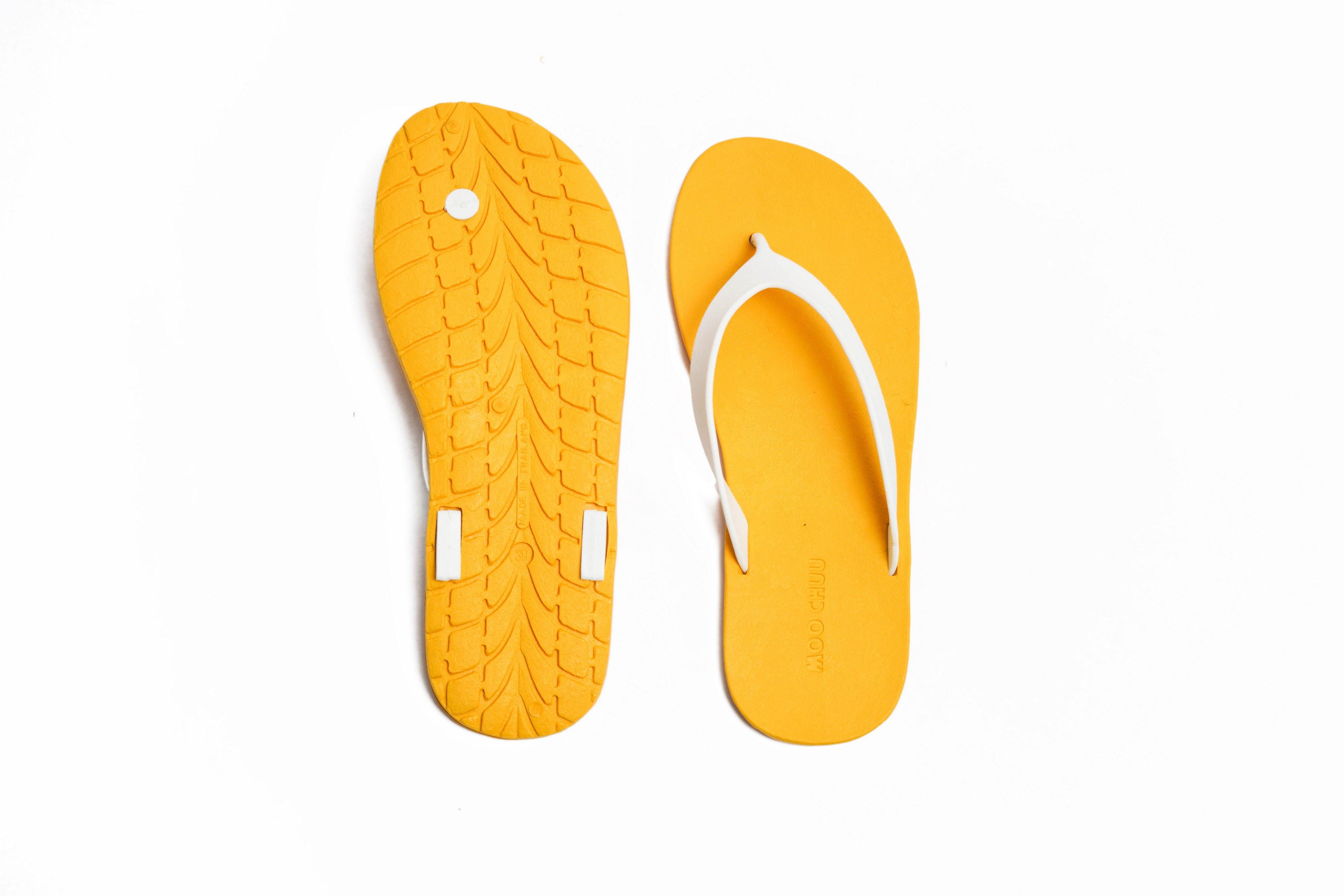 Flippy Yellow Sole White Strap - Moo Chuu India