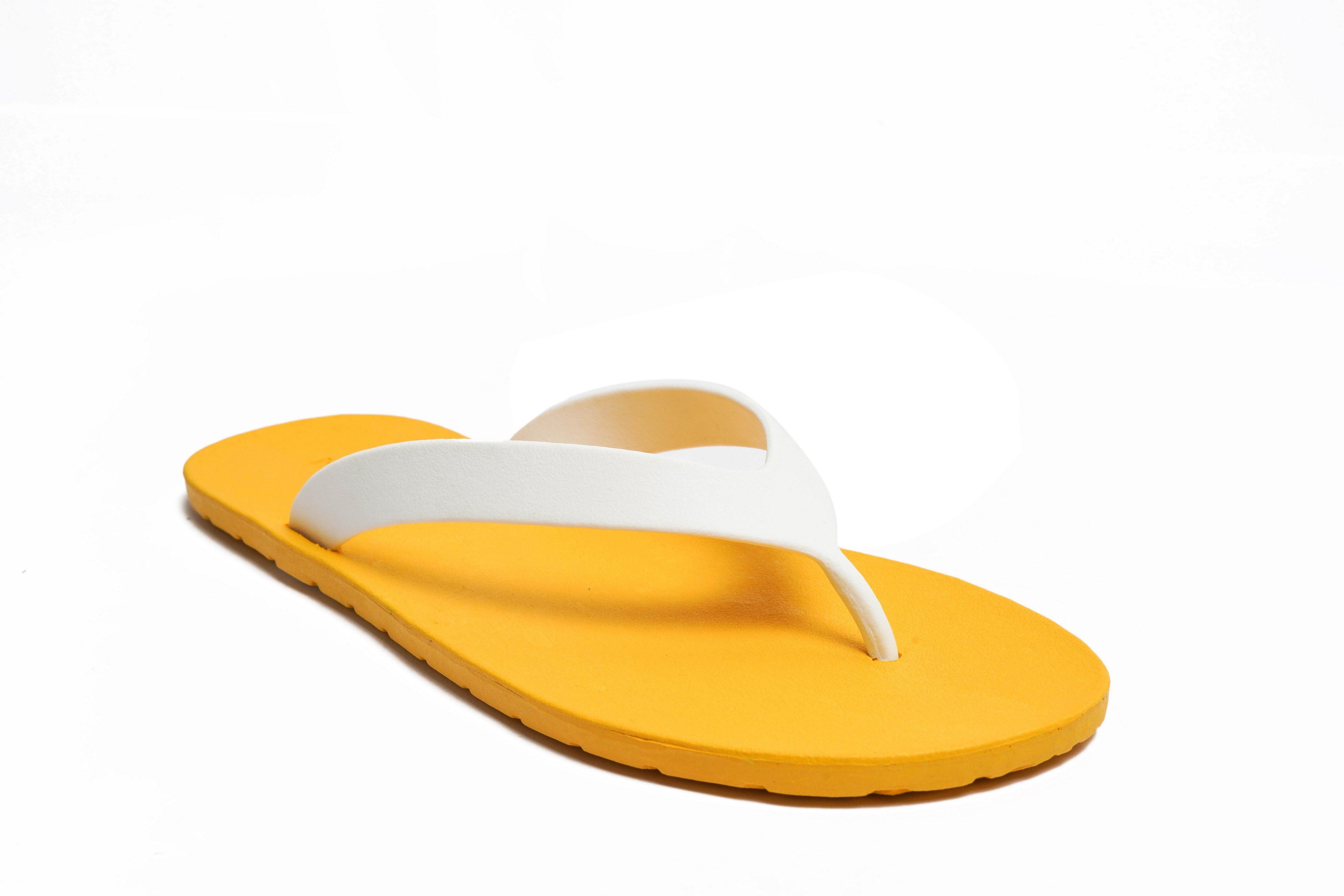 Flippy Yellow Sole White Strap - Moo Chuu India
