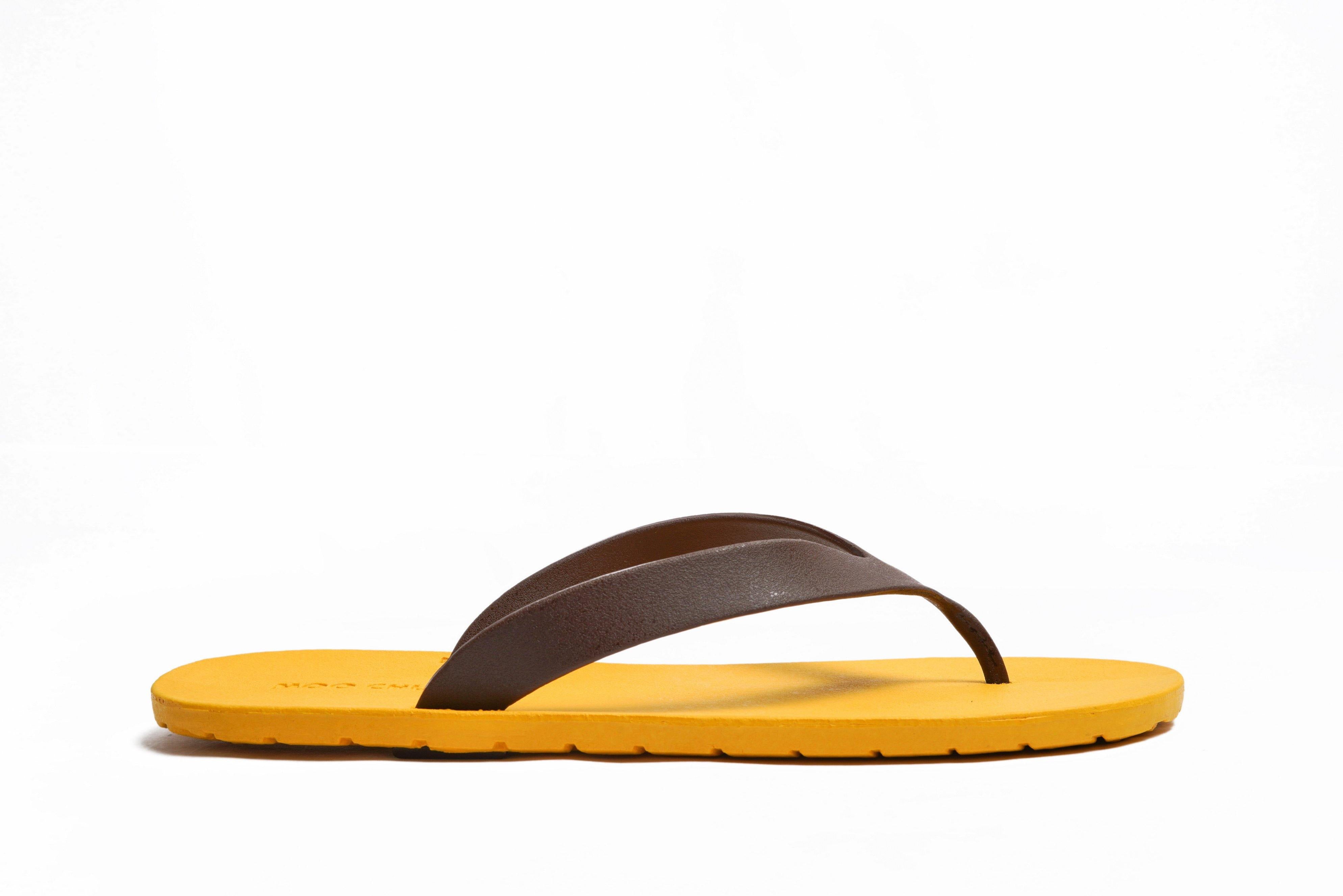 Flippy Yellow Sole Brown Strap - Moo Chuu India