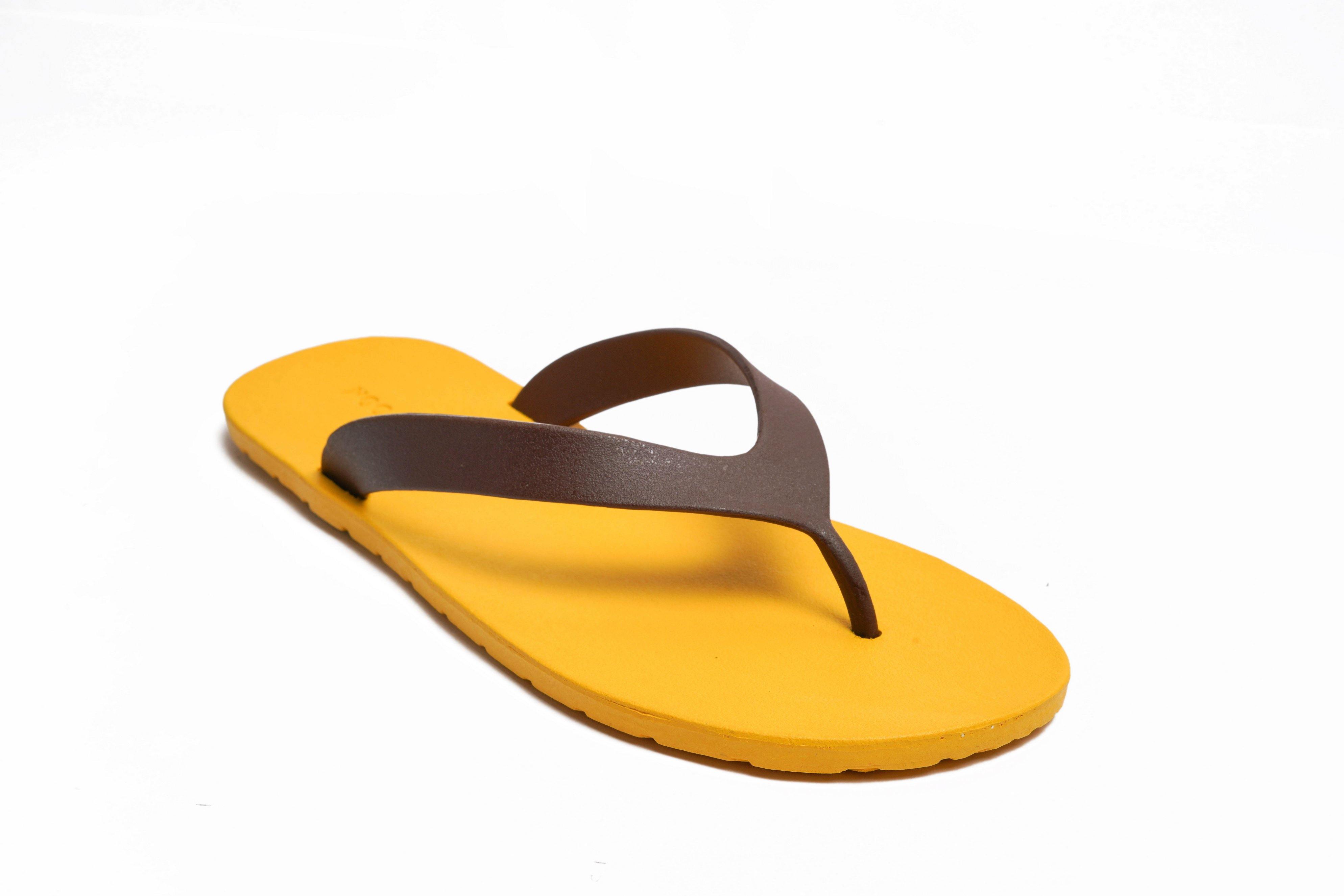 Flippy Yellow Sole Brown Strap - Moo Chuu India