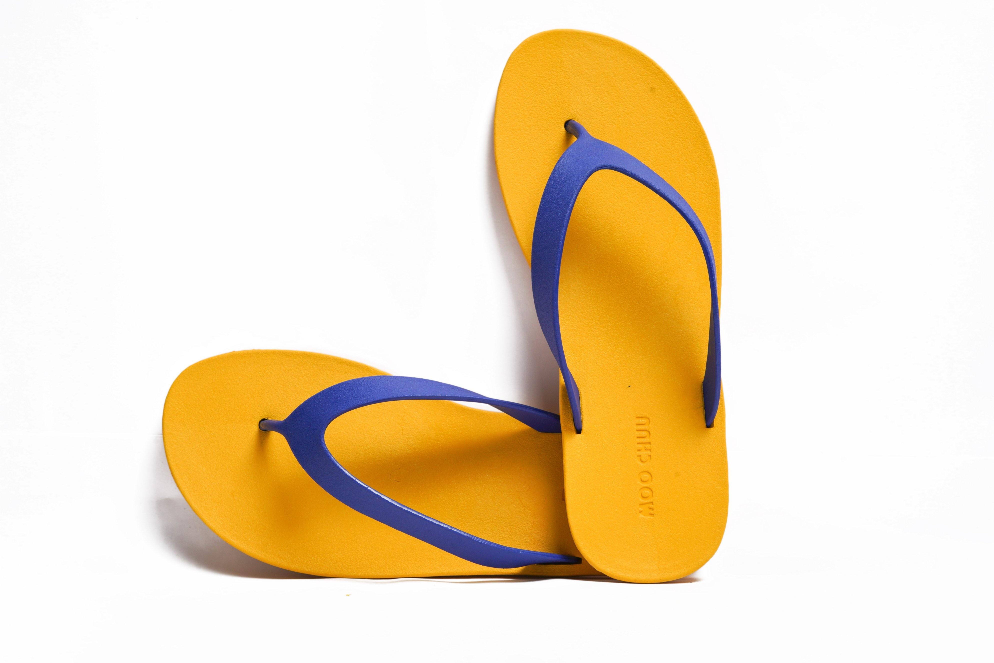 Flippy Yellow Sole Blue Strap - Moo Chuu India