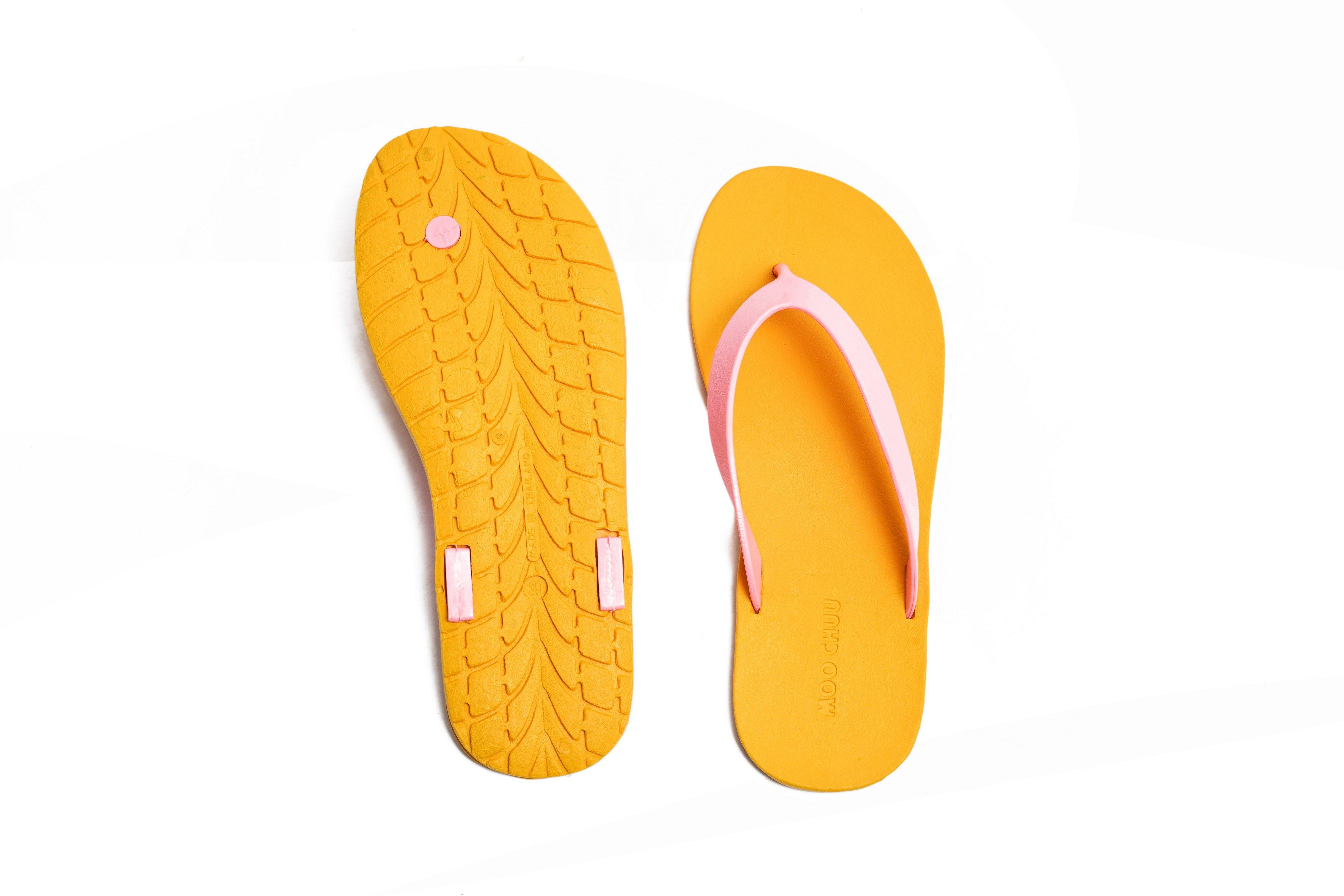 Flippy Yellow Sole Light Pink Strap - Moo Chuu India