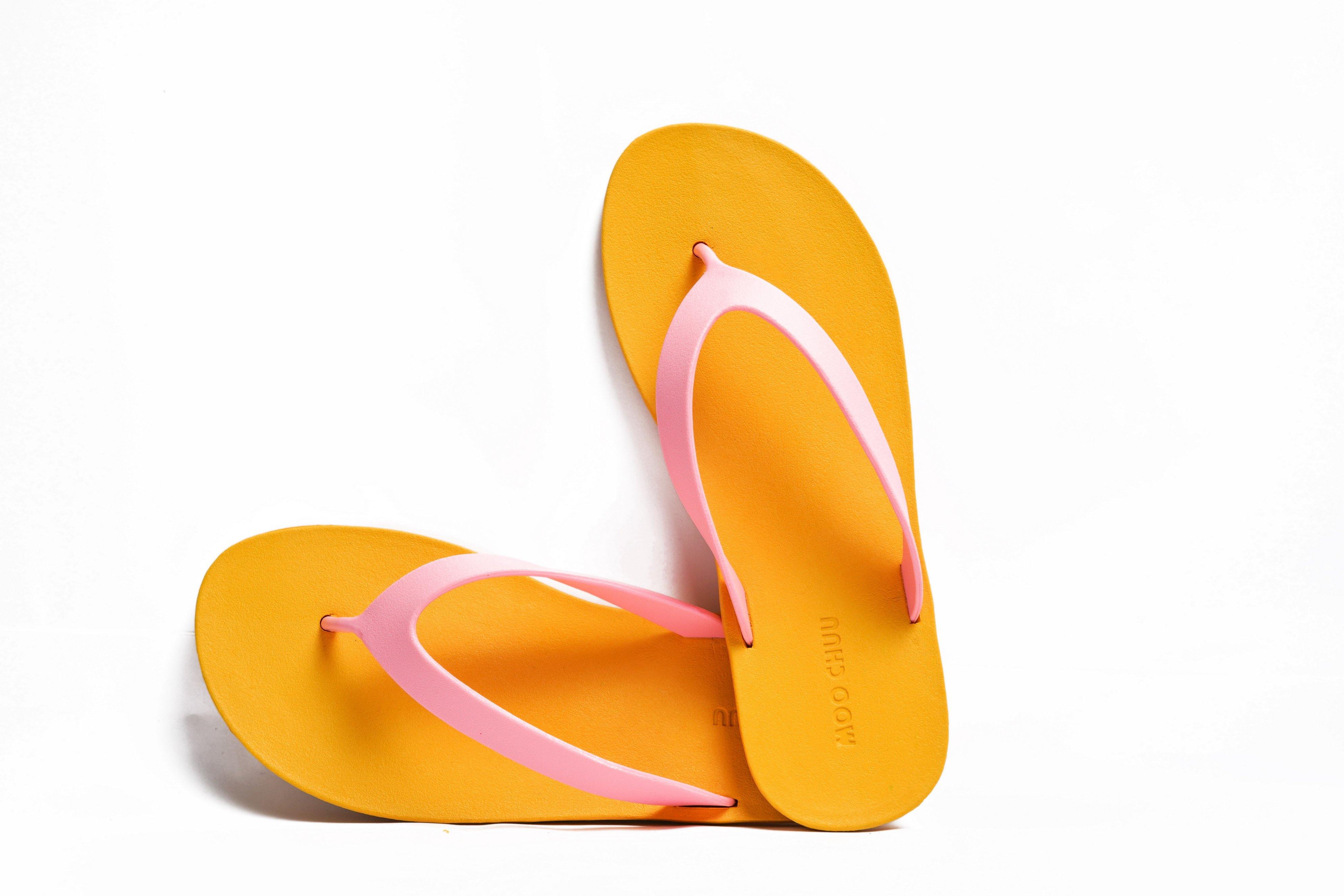 Flippy Yellow Sole Light Pink Strap - Moo Chuu India
