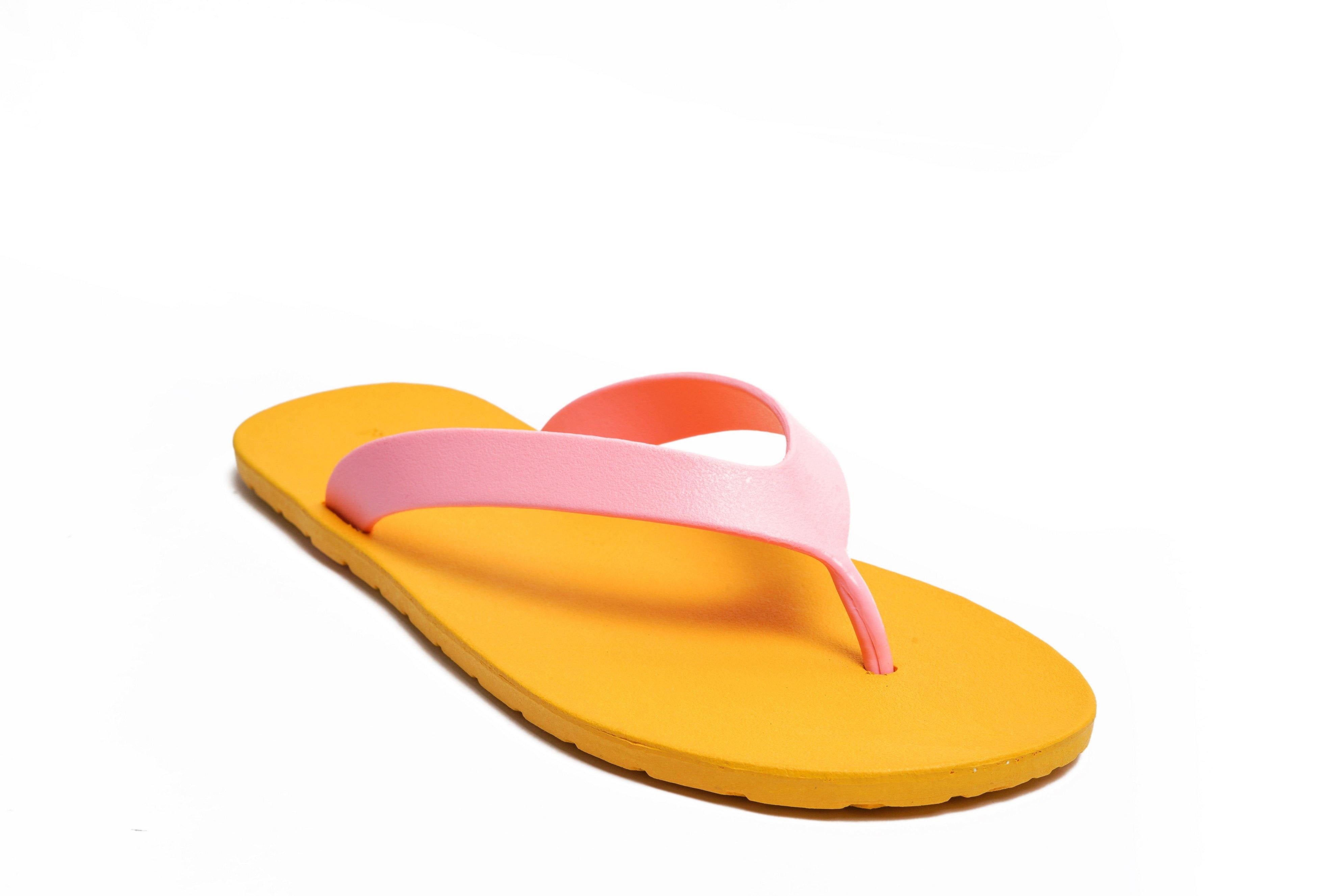 Flippy Yellow Sole Light Pink Strap - Moo Chuu India