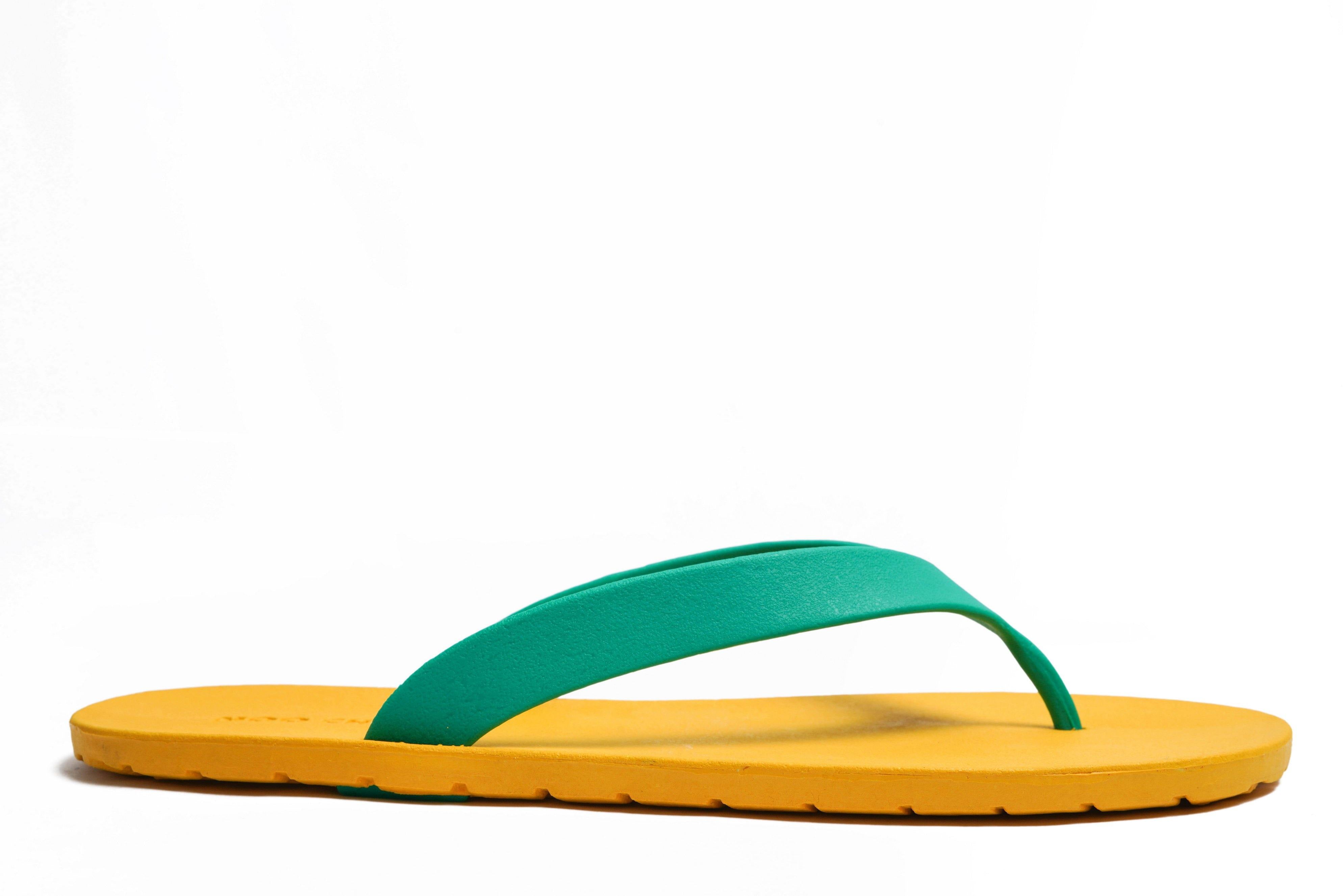Flippy Yellow Sole Green Strap - Moo Chuu India
