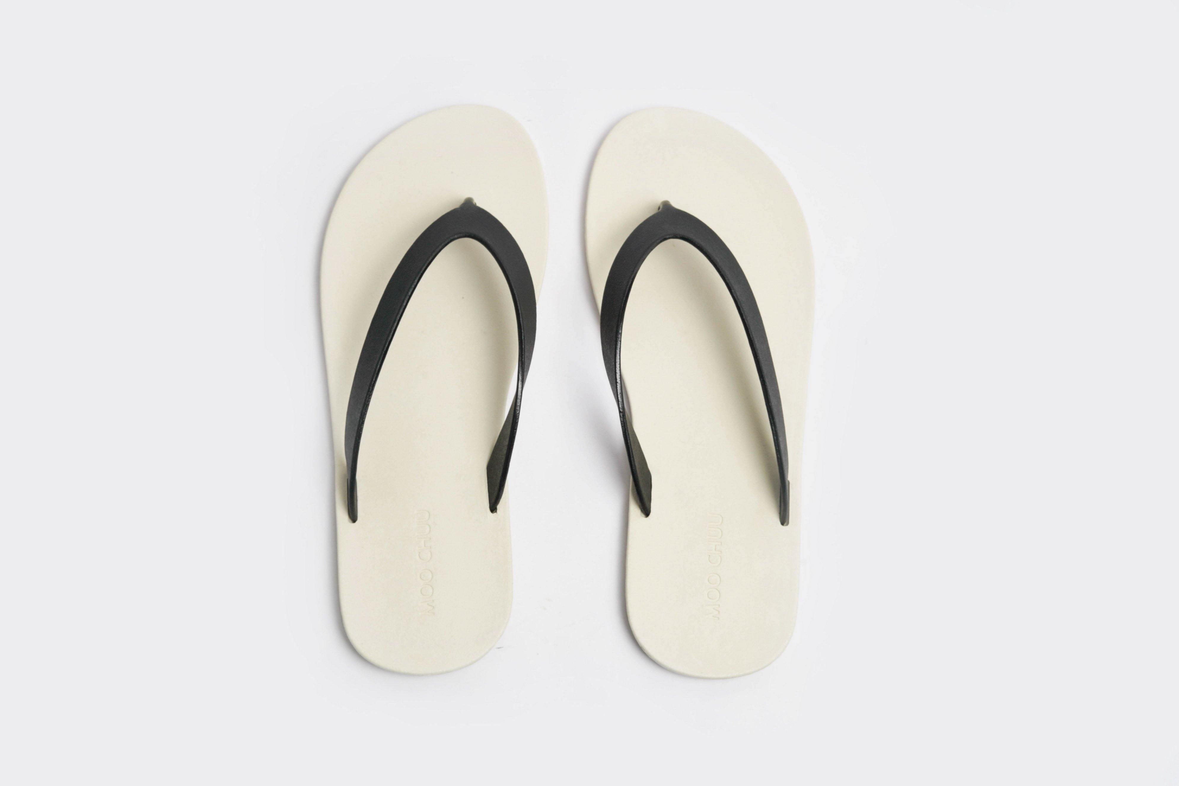 Flippy White Sole Black Strap - Moo Chuu India