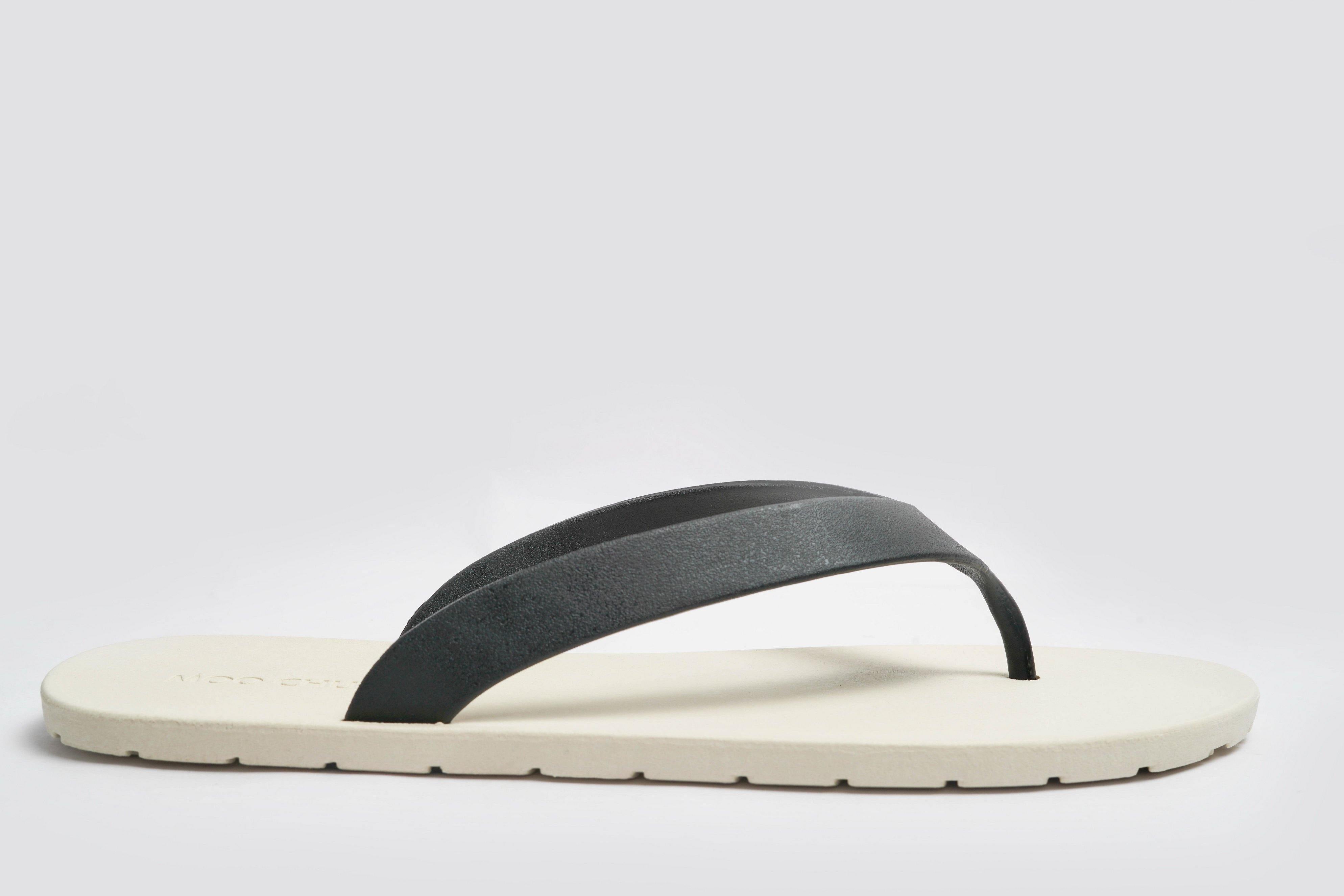 Flippy White Sole Black Strap - Moo Chuu India