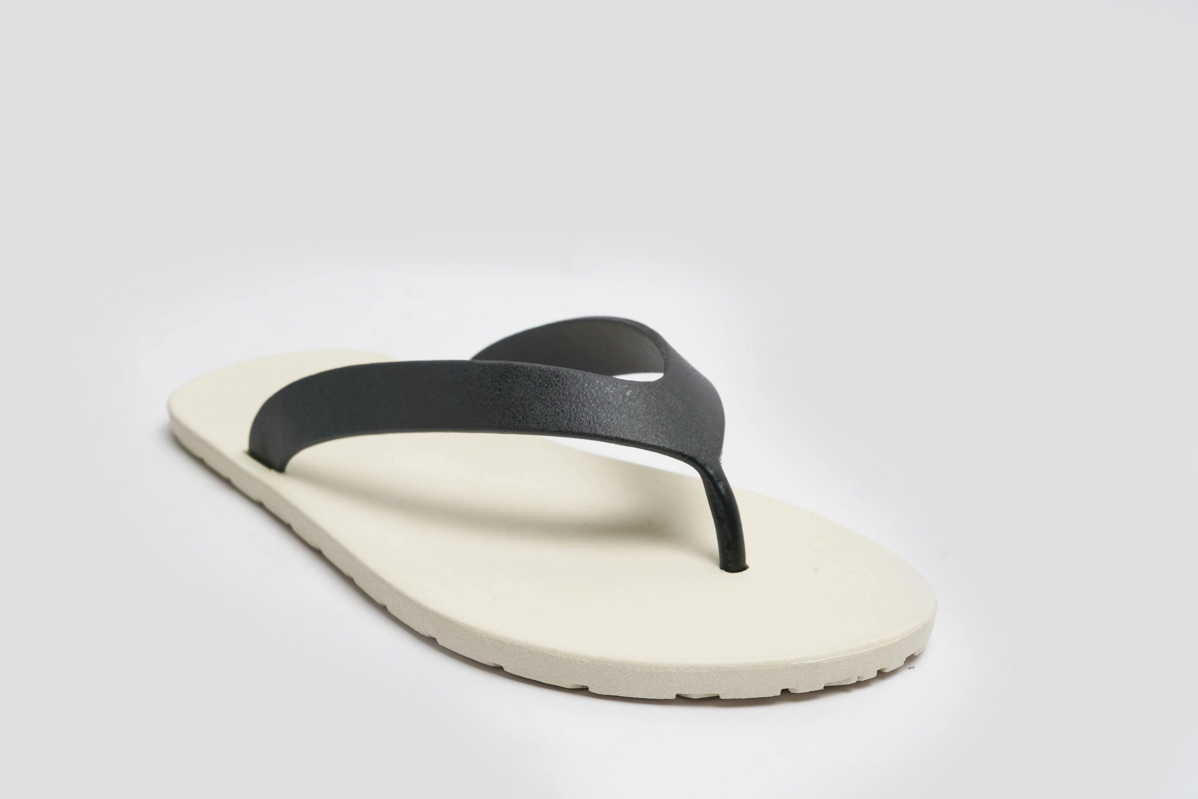 Flippy White Sole Black Strap - Moo Chuu India