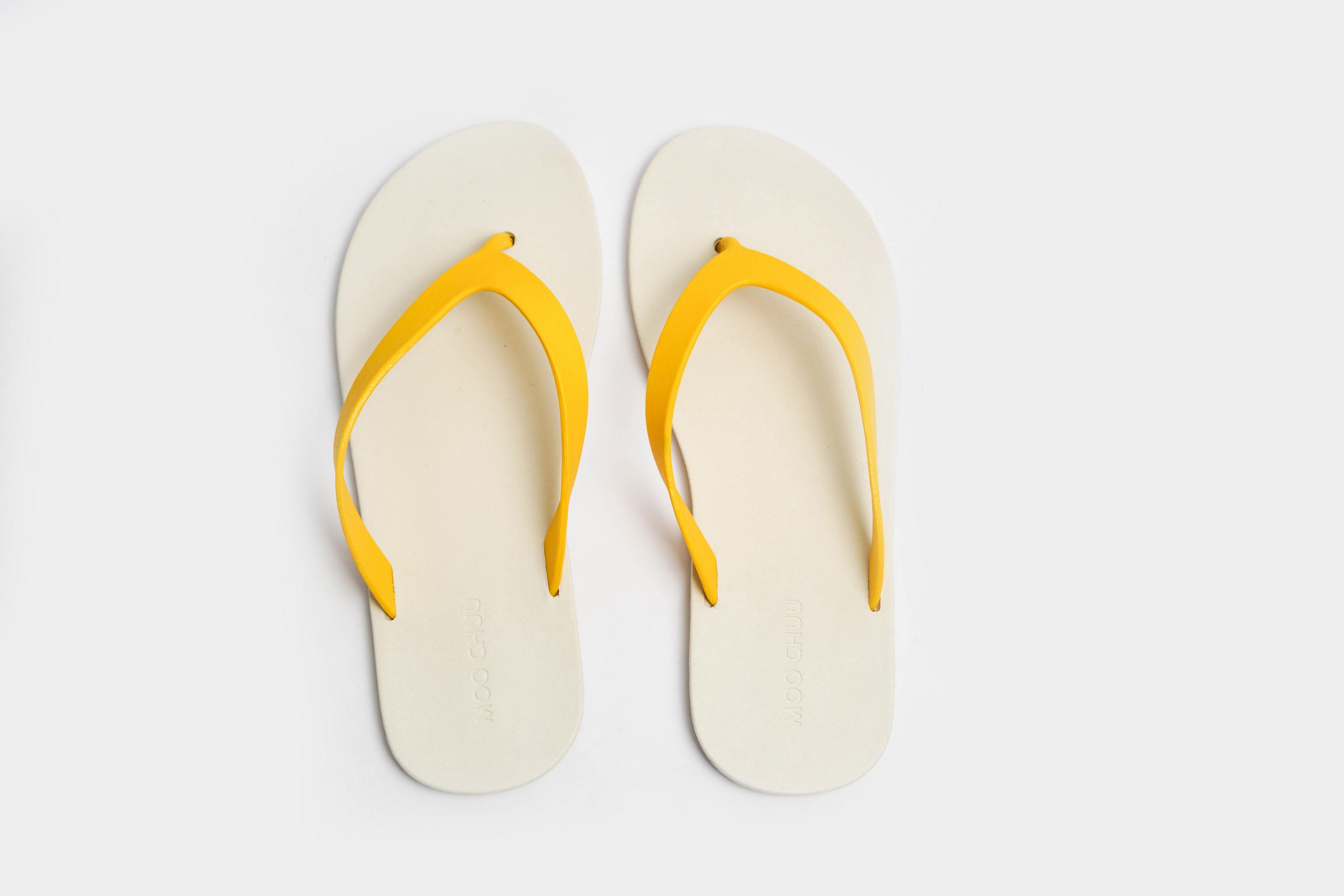 Flippy White Sole Yellow Strap - Moo Chuu India