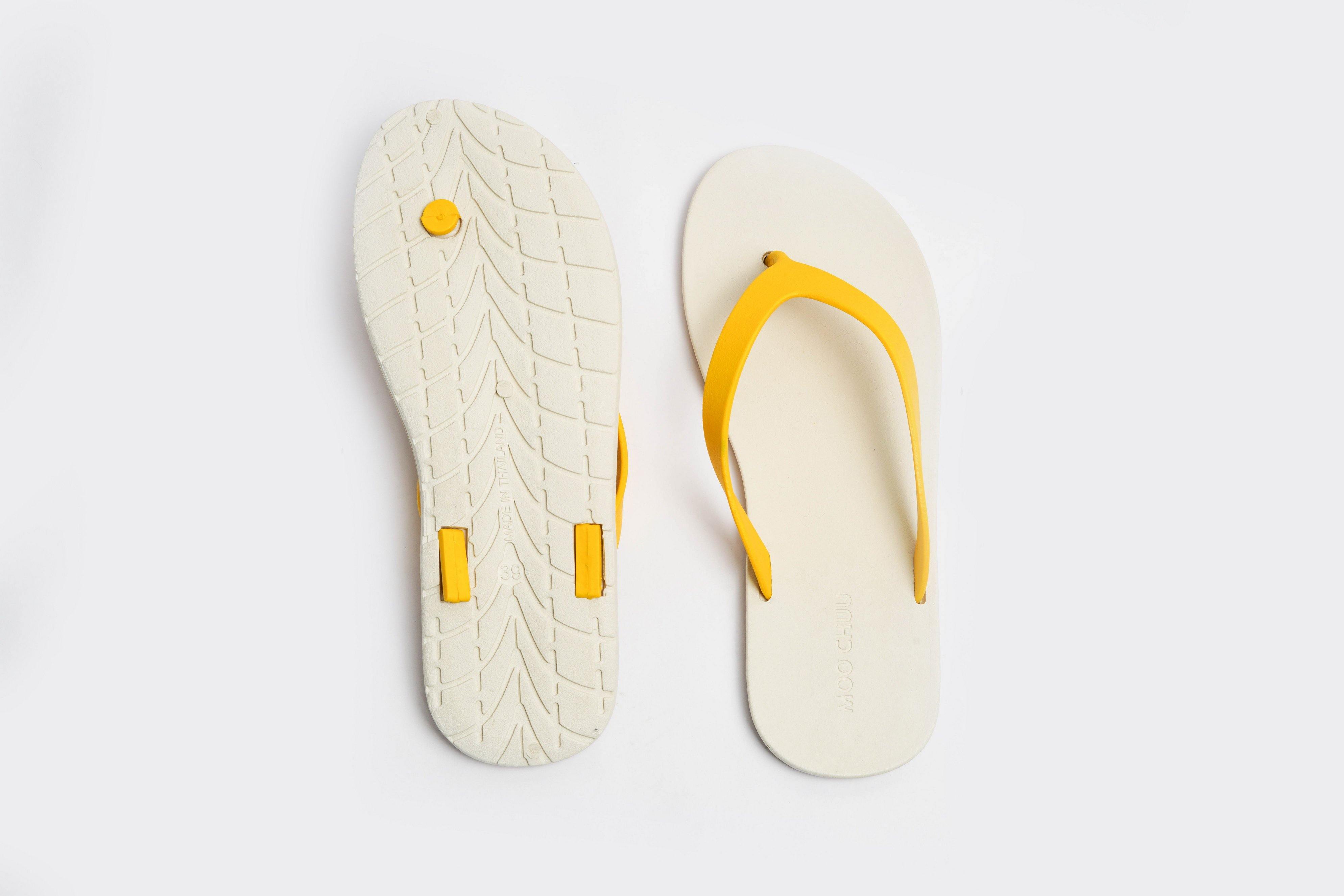 Flippy White Sole Yellow Strap - Moo Chuu India
