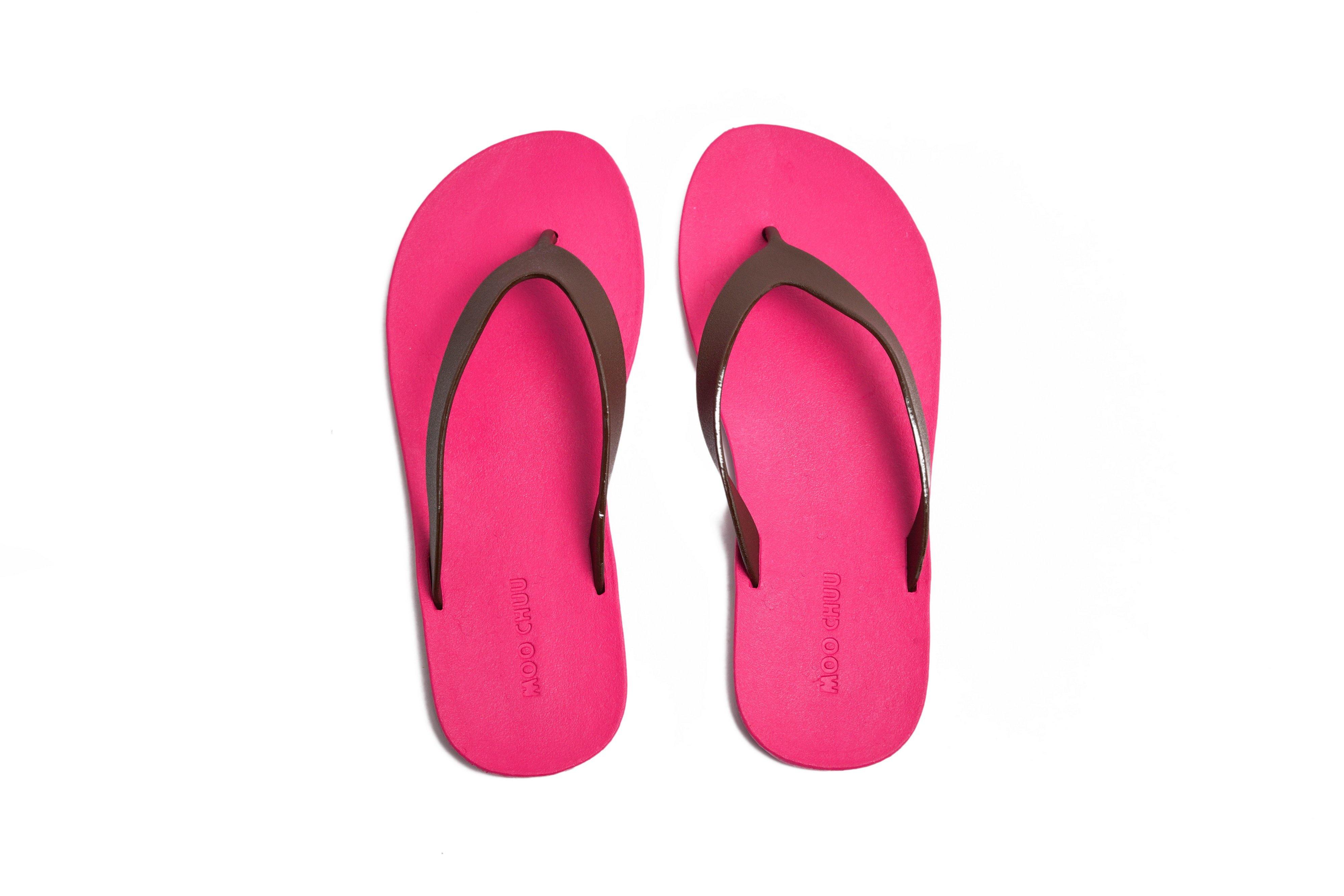 Flippy Pink Sole Brown Strap - Moo Chuu India