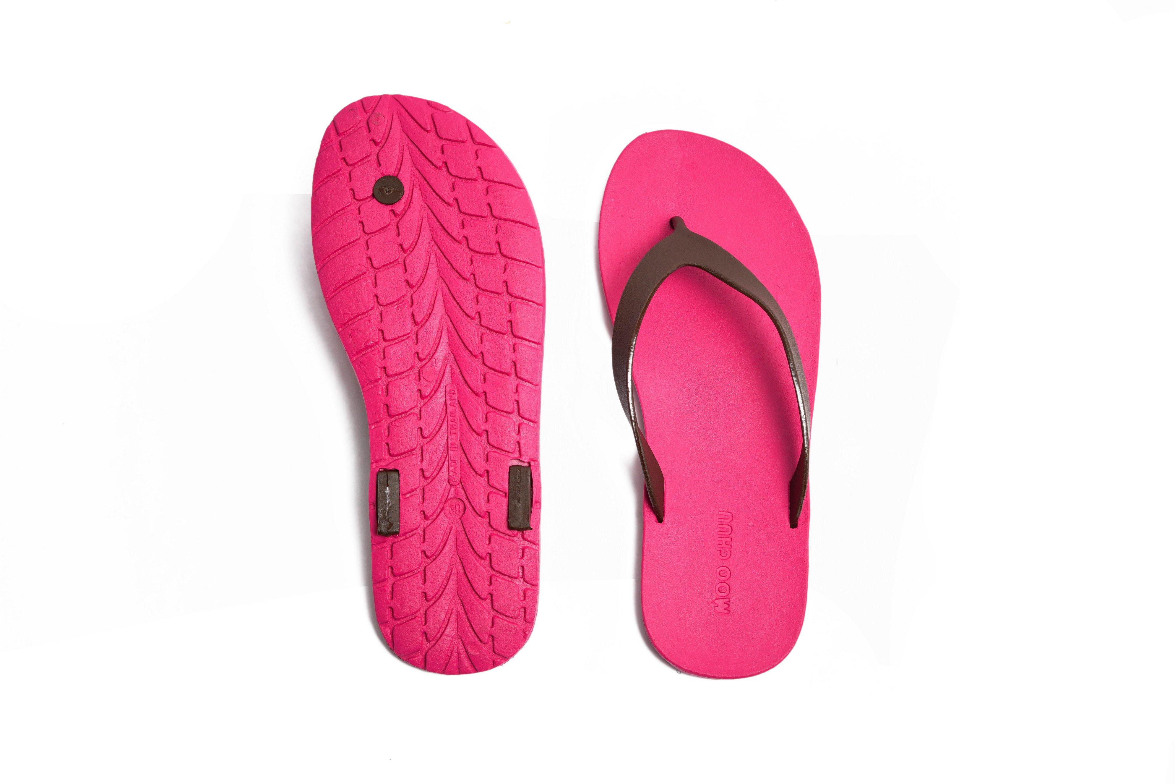 Flippy Pink Sole Brown Strap - Moo Chuu India
