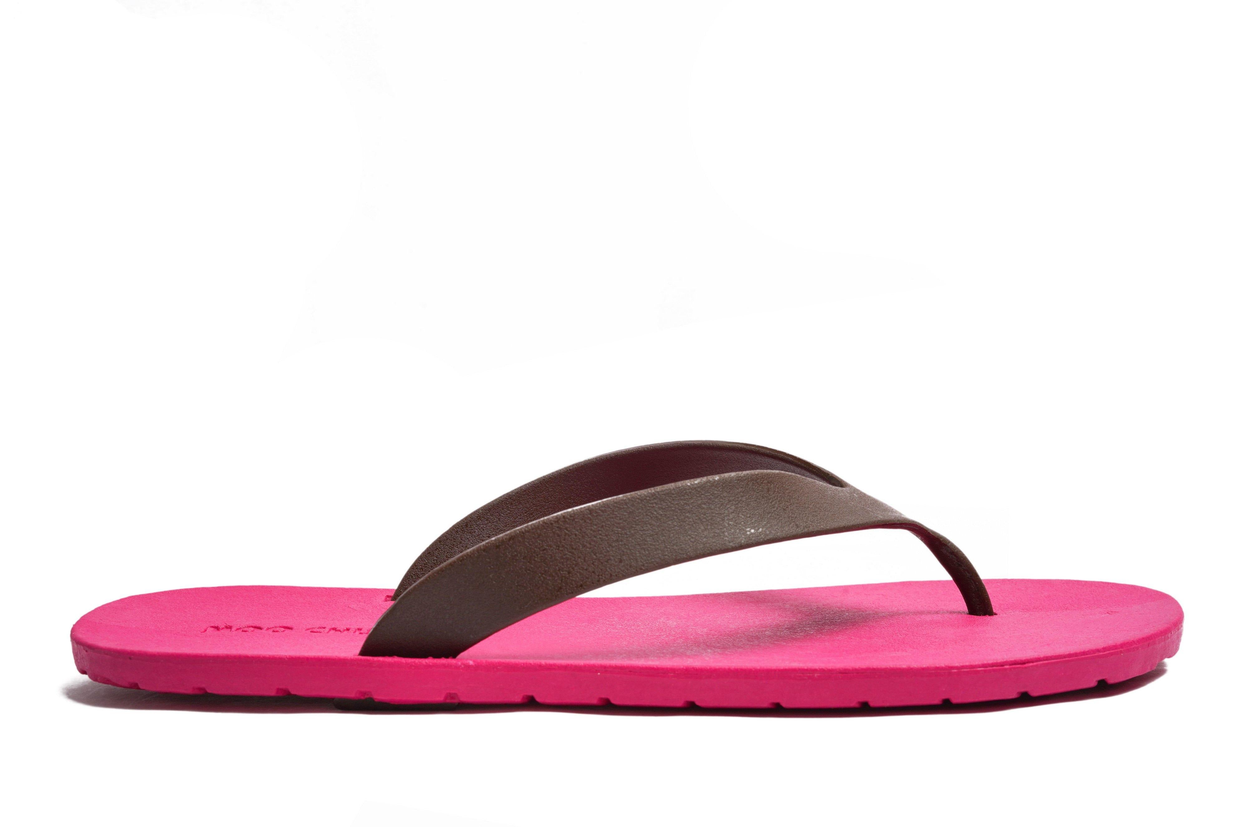 Flippy Pink Sole Brown Strap - Moo Chuu India