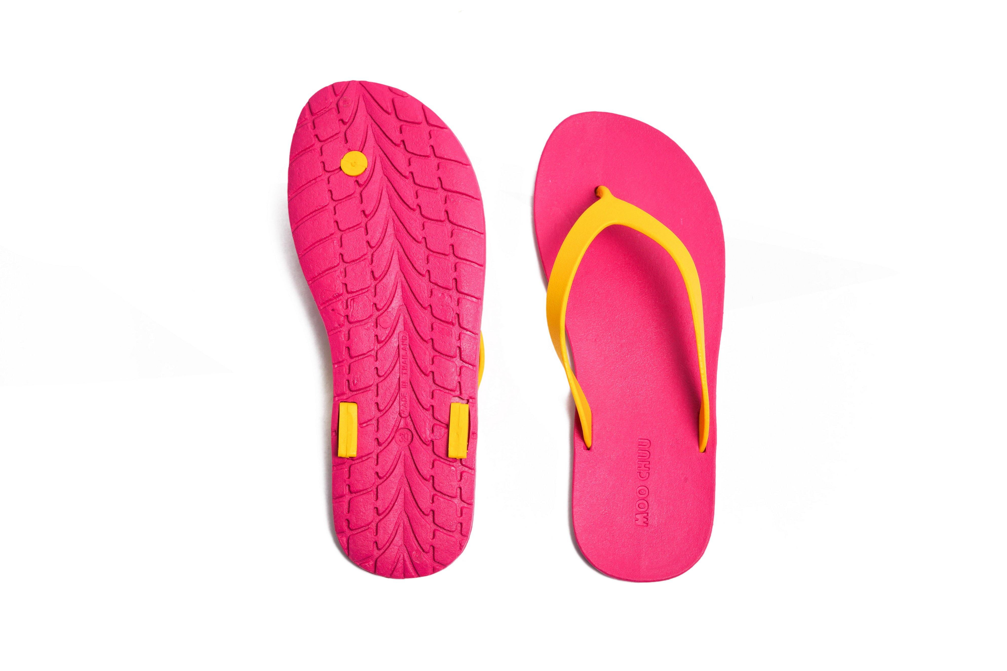 Flippy Pink Sole Yellow Strap - Moo Chuu India