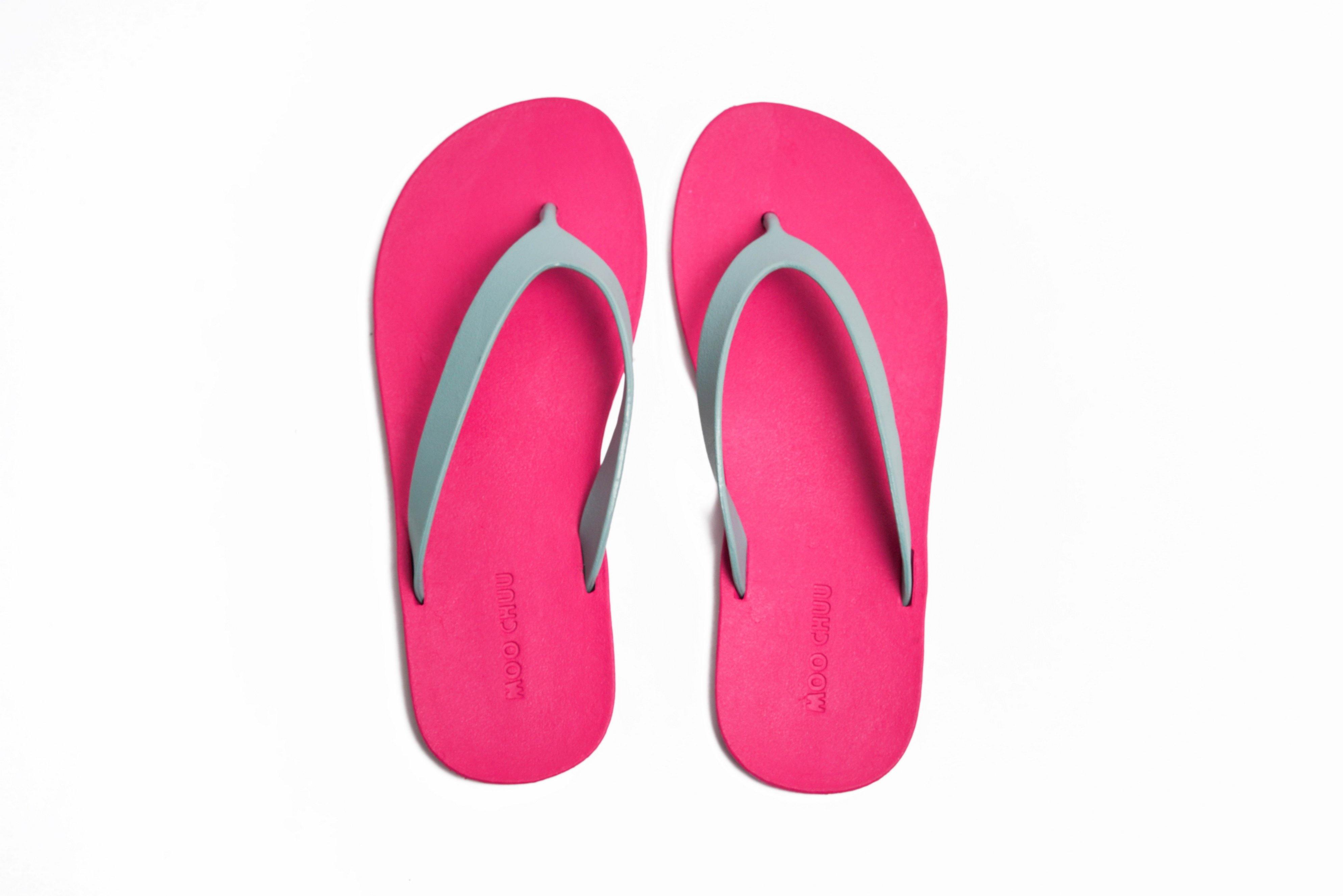 Flippy Pink Sole Green Strap - Moo Chuu India