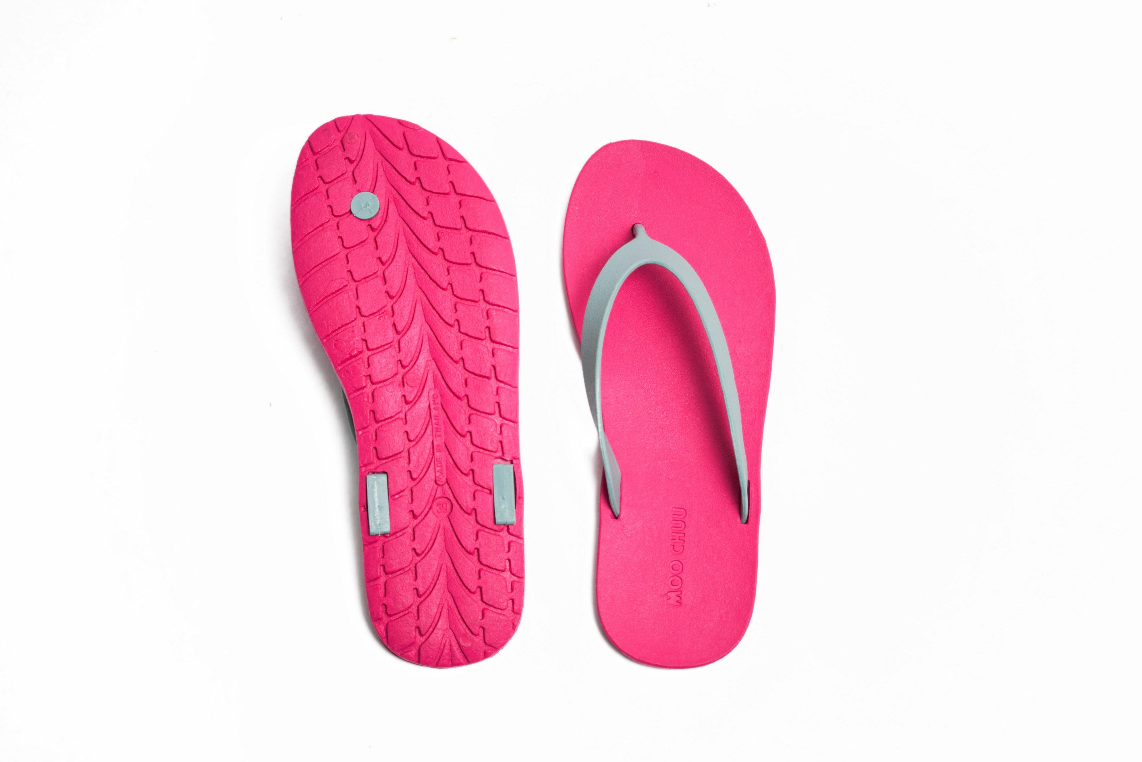 Flippy Pink Sole Grey Strap - Moo Chuu India