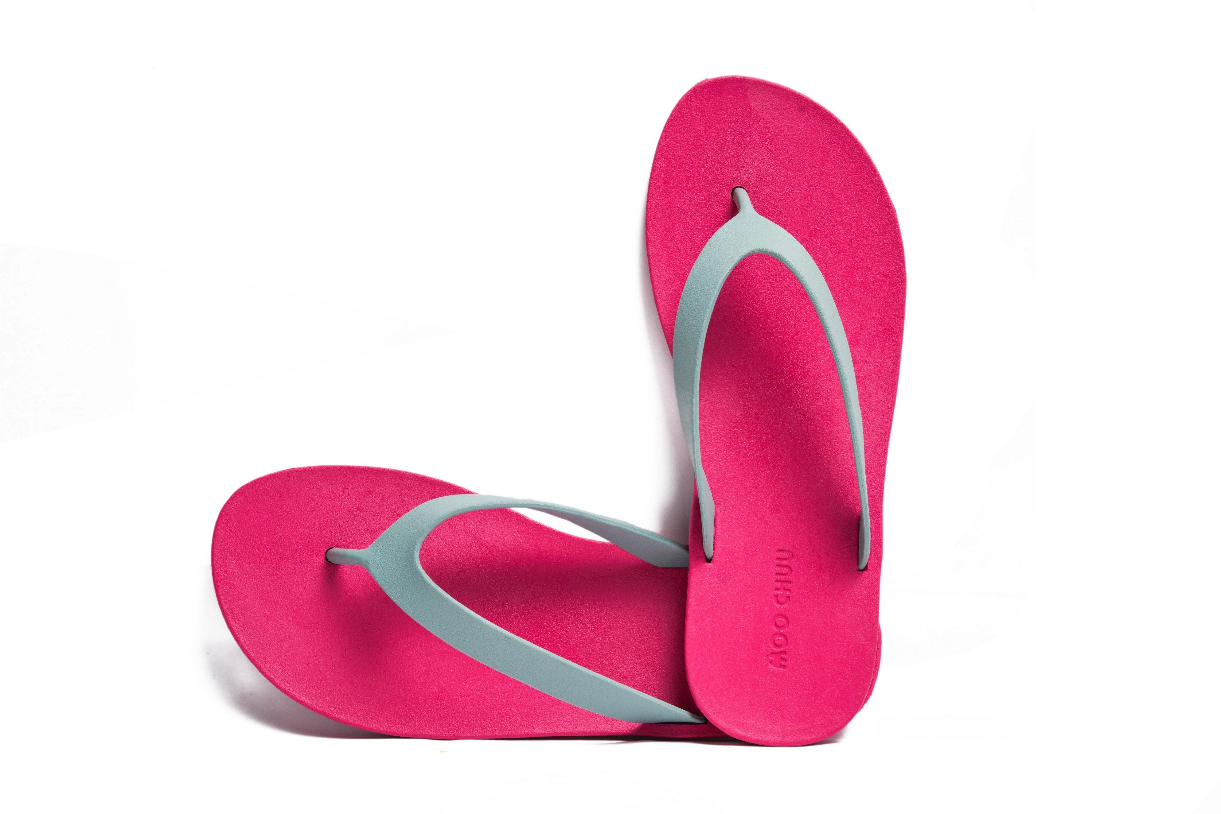 Flippy Pink Sole Grey Strap - Moo Chuu India