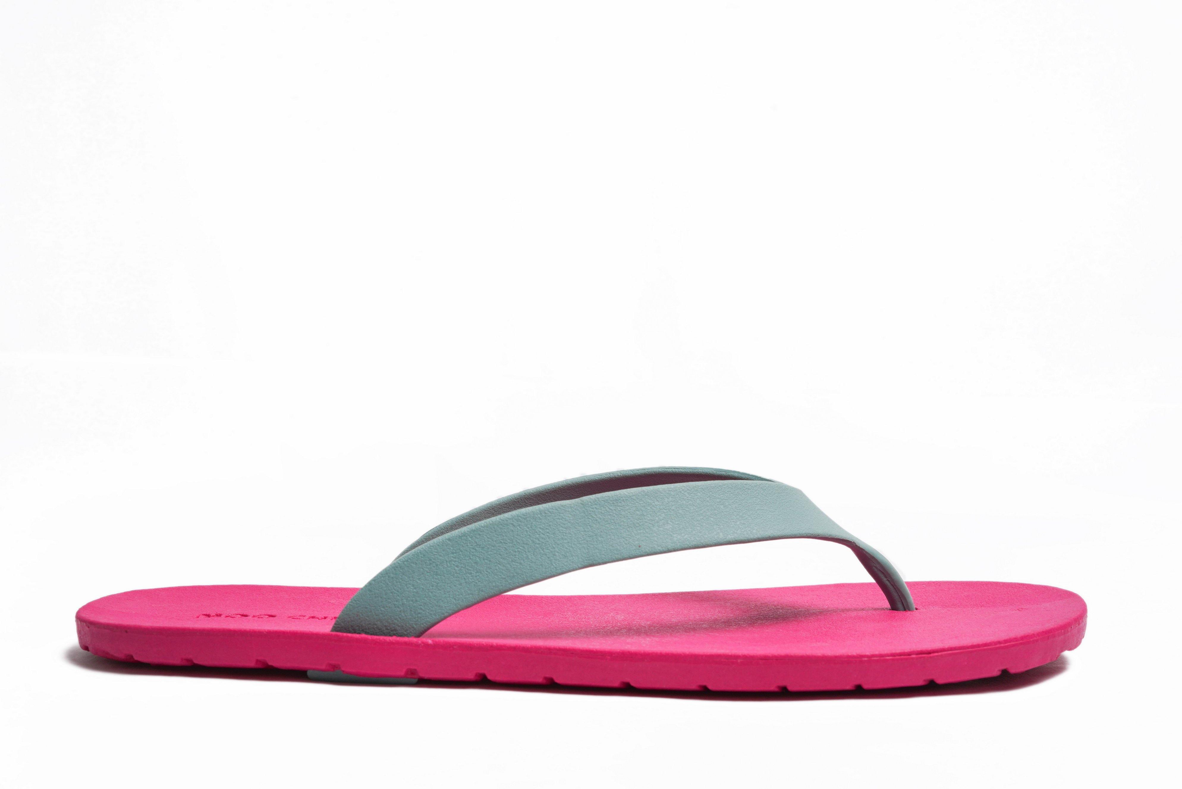 Flippy Pink Sole Green Strap - Moo Chuu India