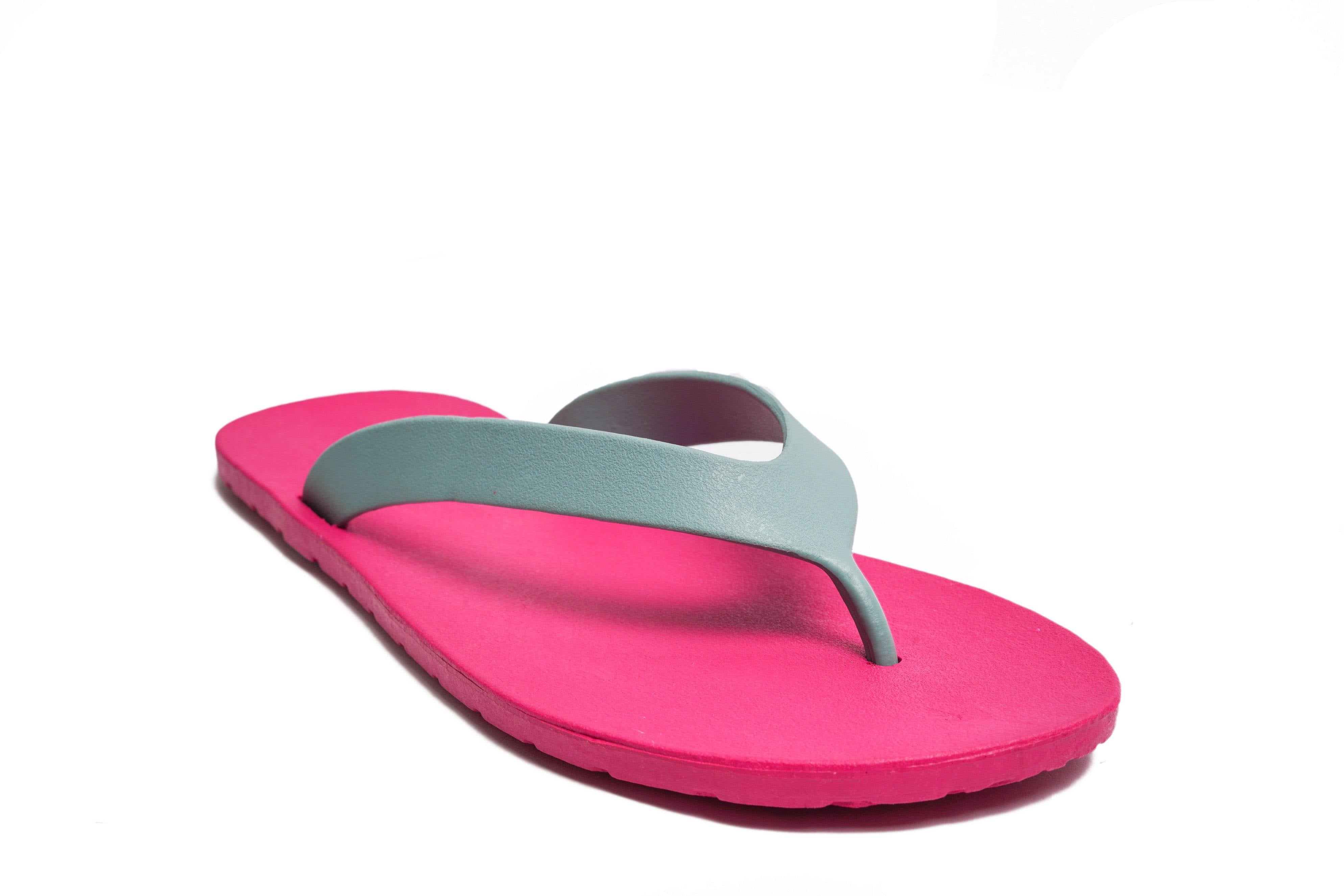 Flippy Pink Sole Grey Strap - Moo Chuu India