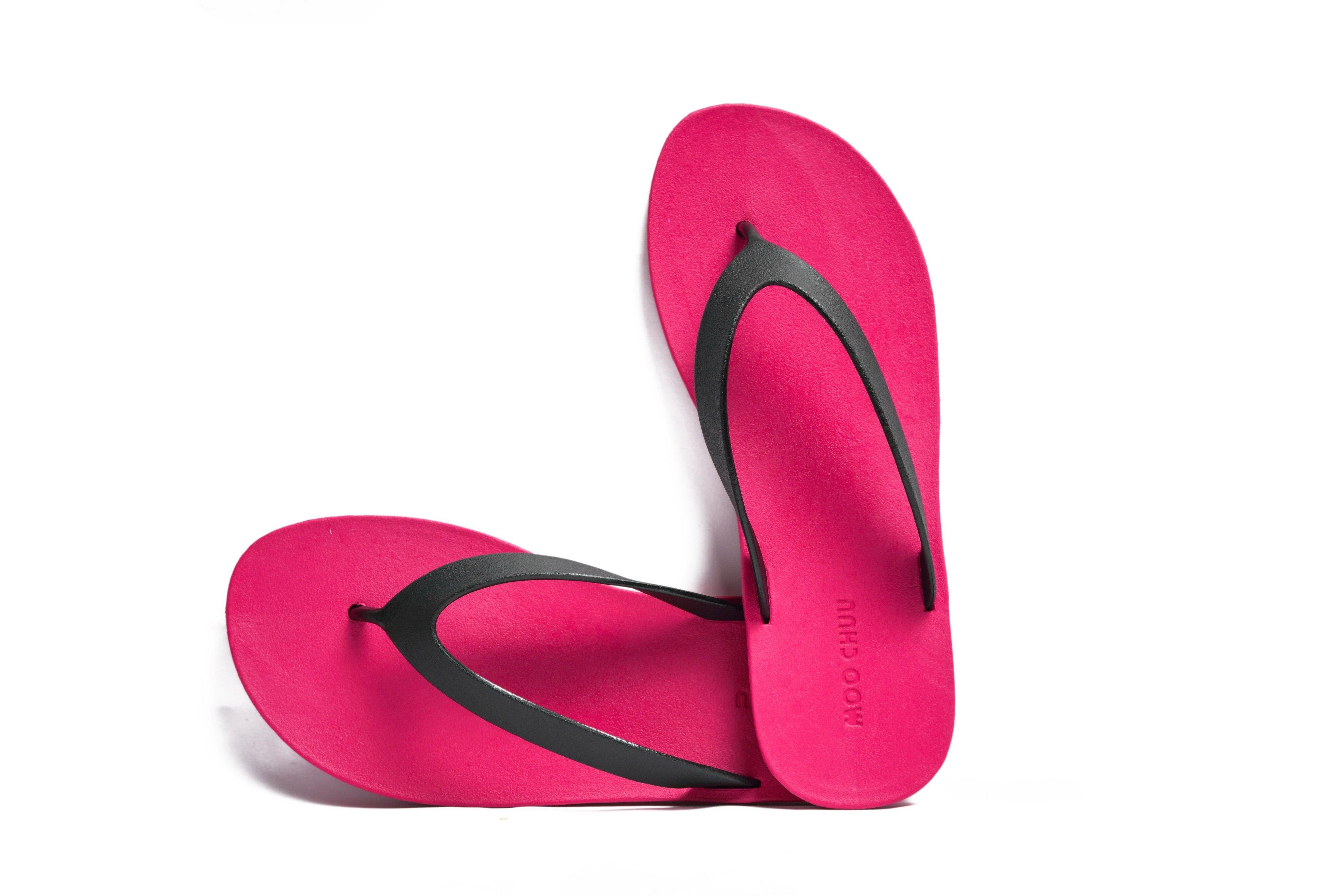 Flippy Pink Sole Black Strap - Moo Chuu India