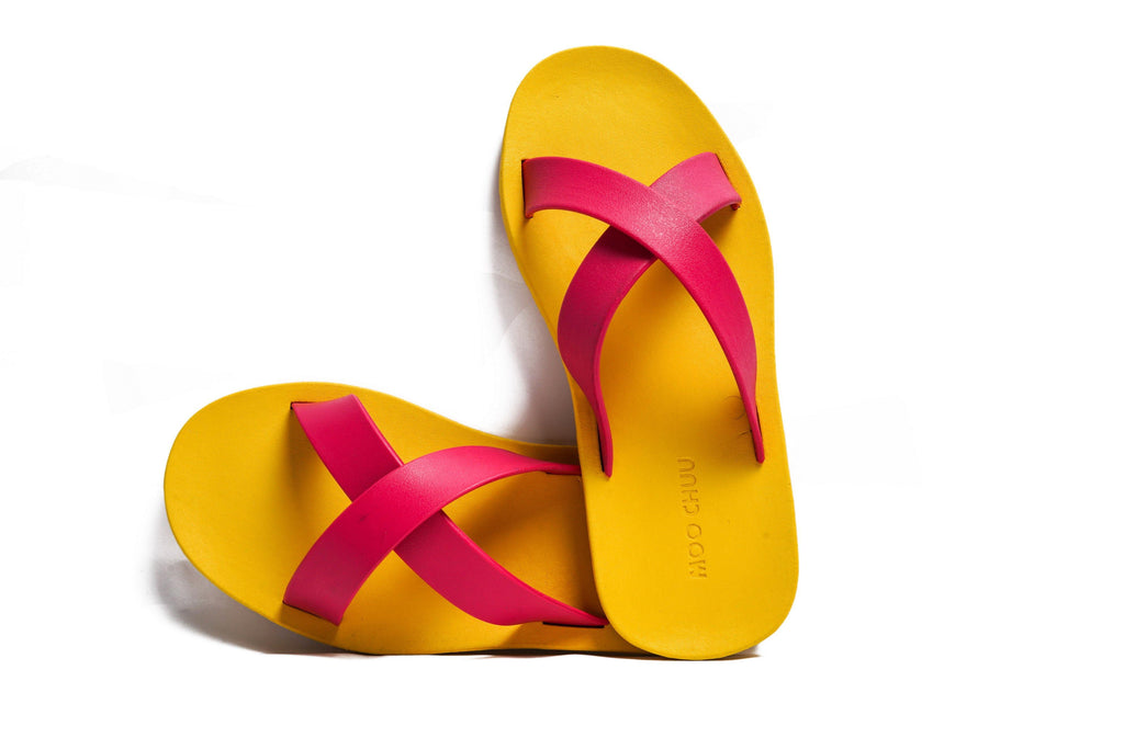 Cross Yellow Sole Pink Strap - Moo Chuu India