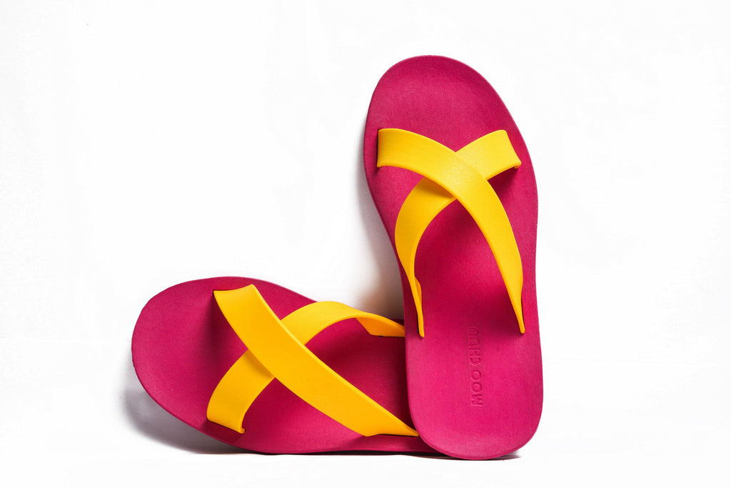 Cross Pink Sole Yellow Strap - Moo Chuu India