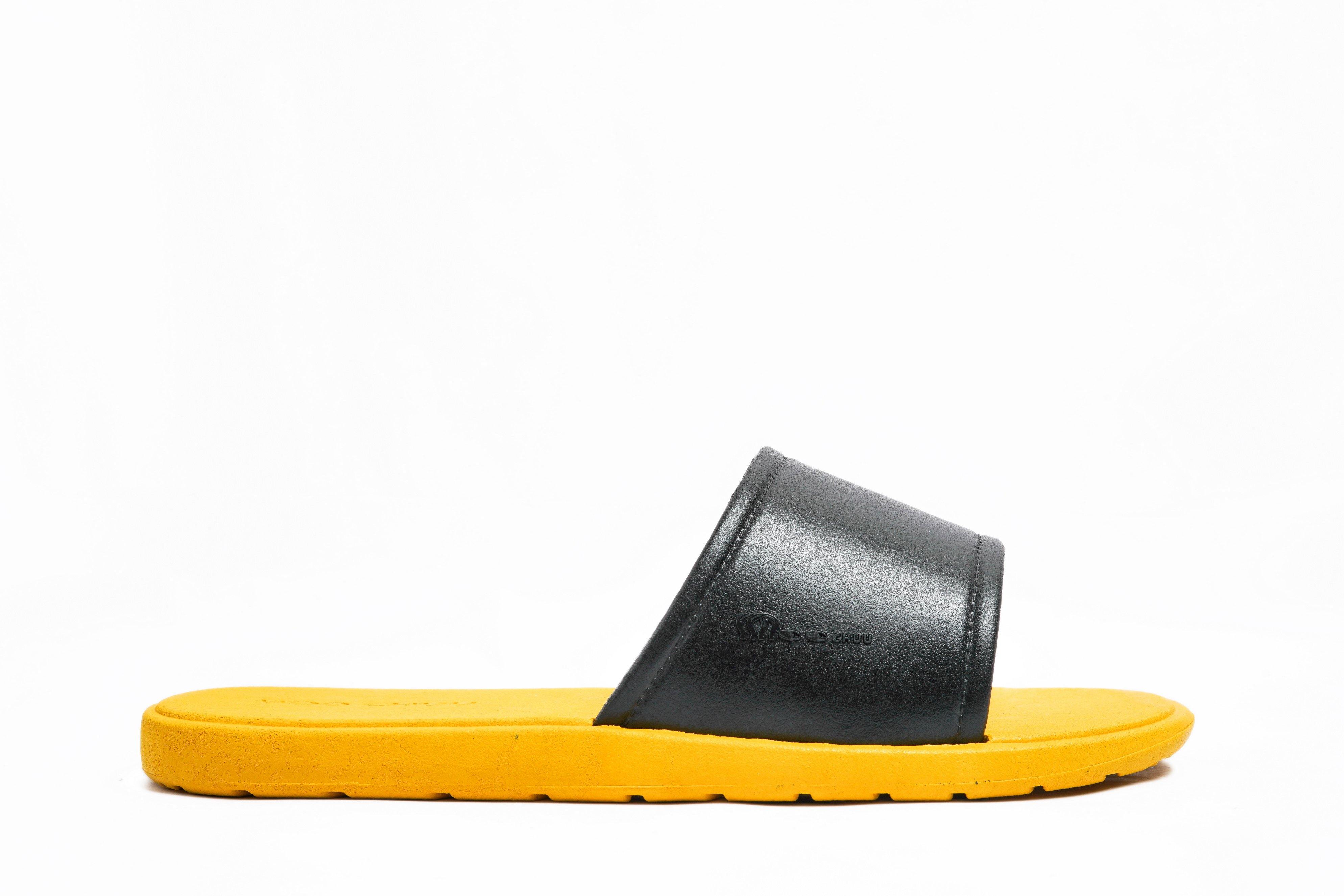 Fluffy Yellow Sole Black Strap - Moo Chuu India