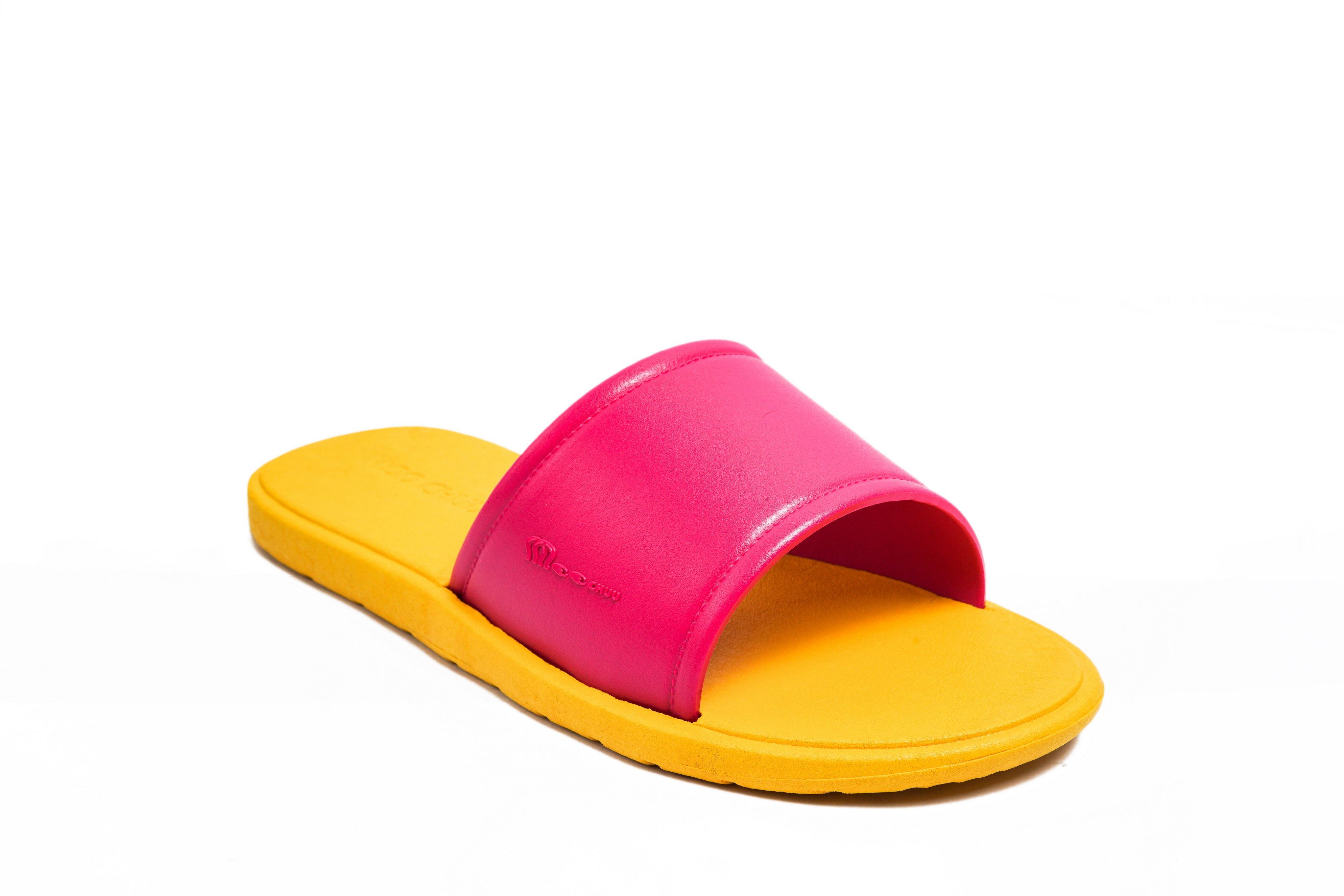 Fluffy Yellow Sole Pink Strap - Moo Chuu India