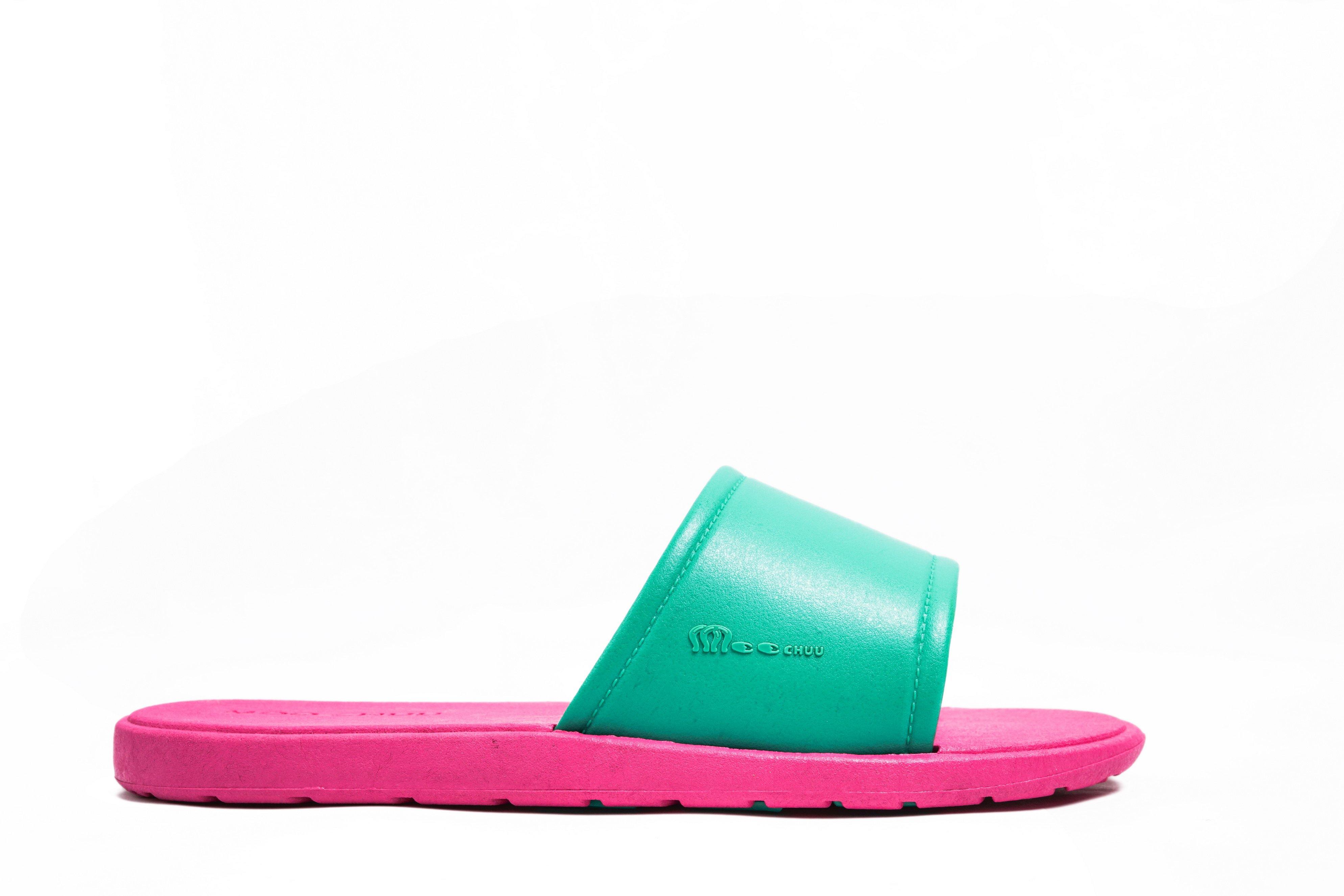 Fluffy Pink Sole Green Strap - Moo Chuu India