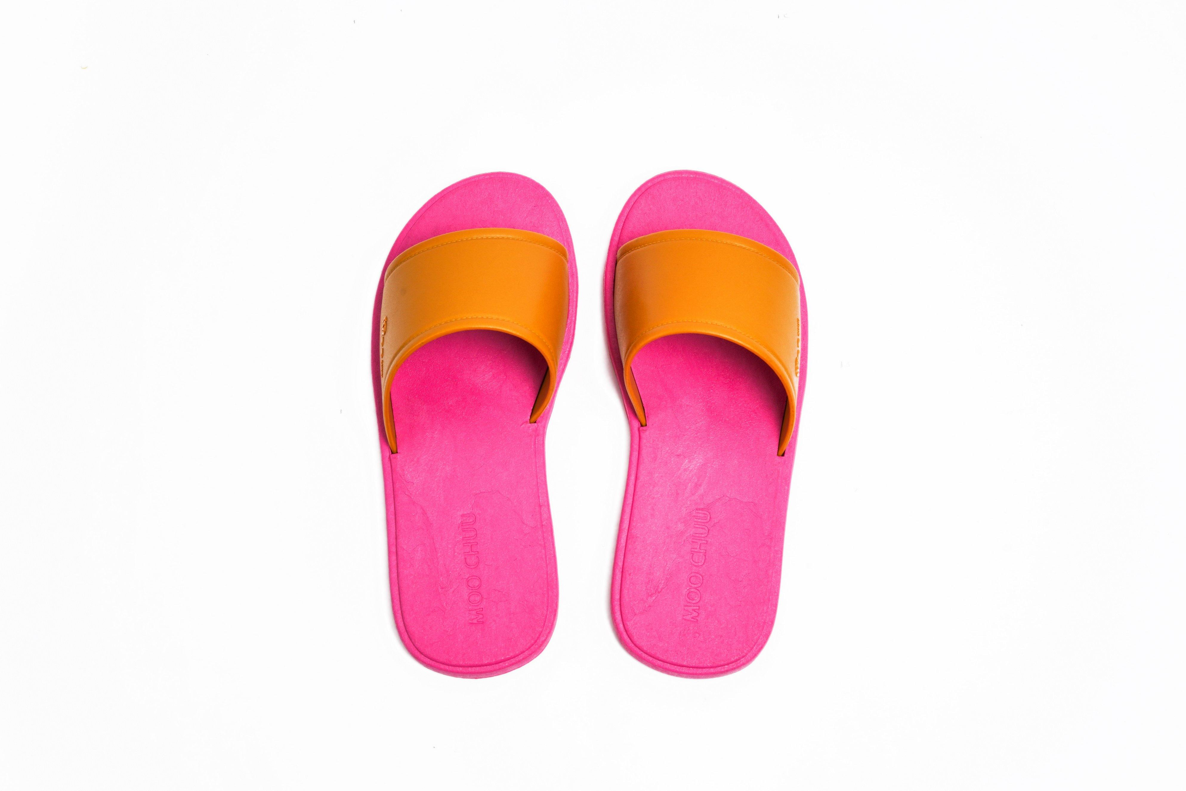 Fluffy Pink Sole Caramel Strap - Moo Chuu India