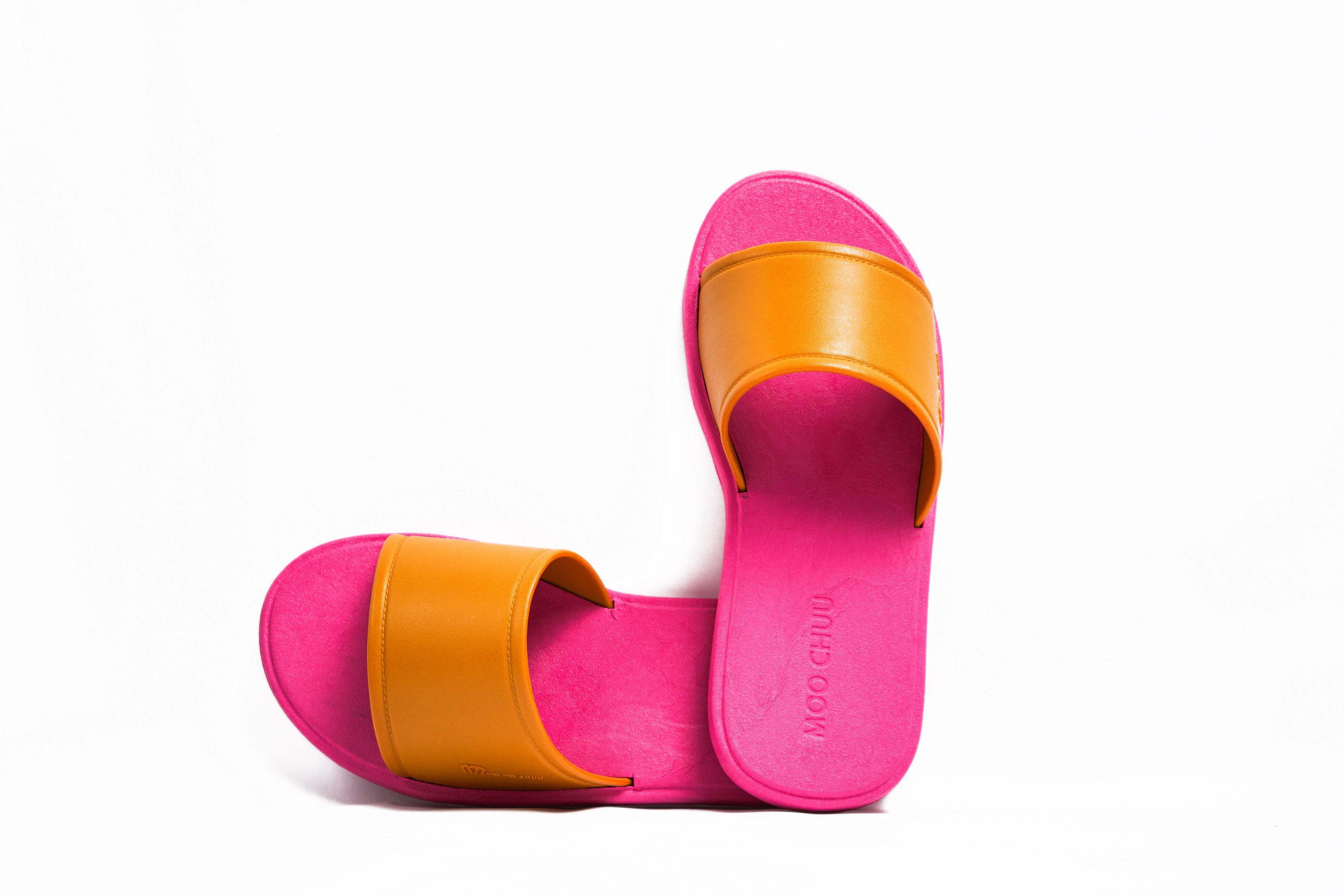 Fluffy Pink Sole Caramel Strap - Moo Chuu India