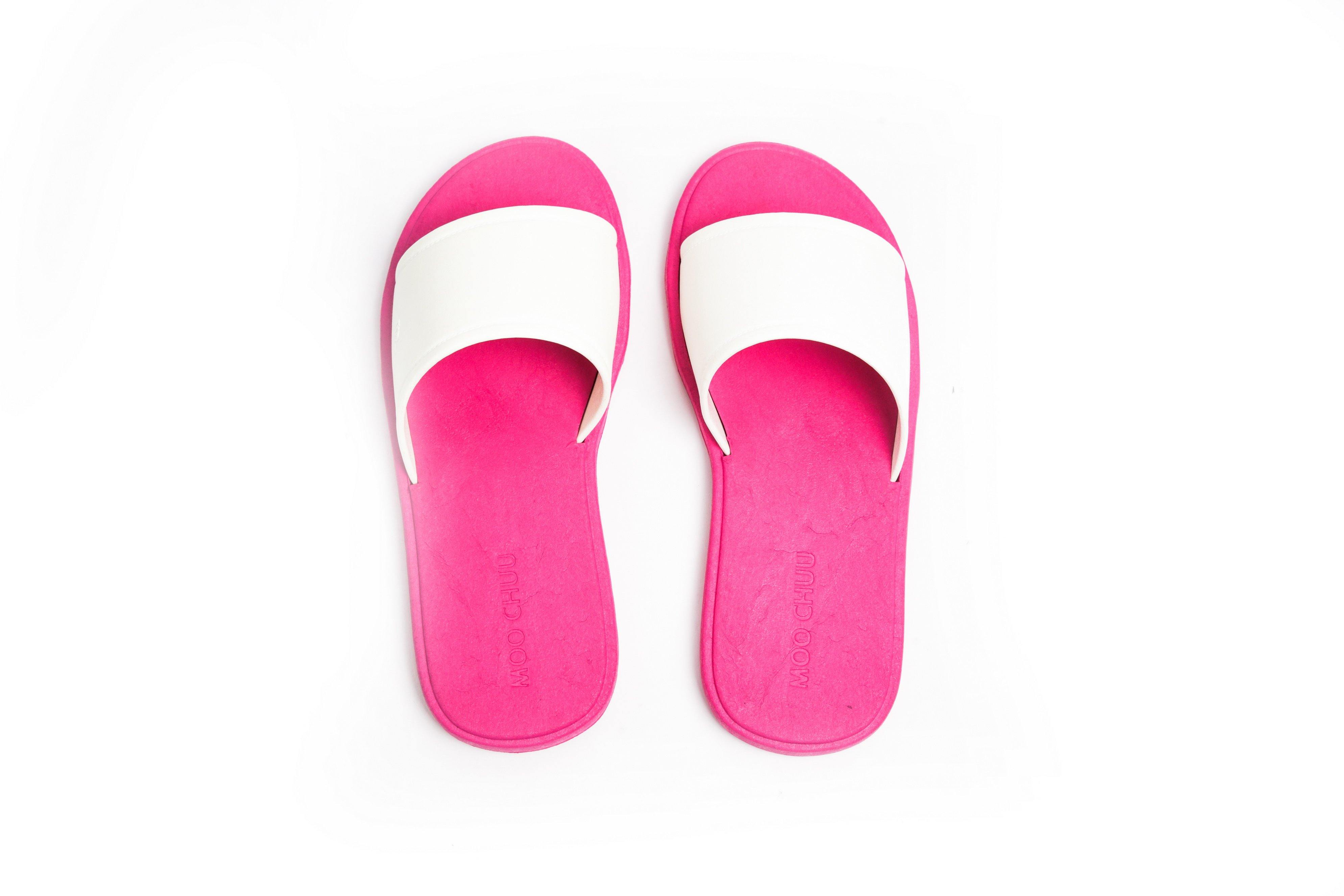 Fluffy Pink Sole White Strap - Moo Chuu India