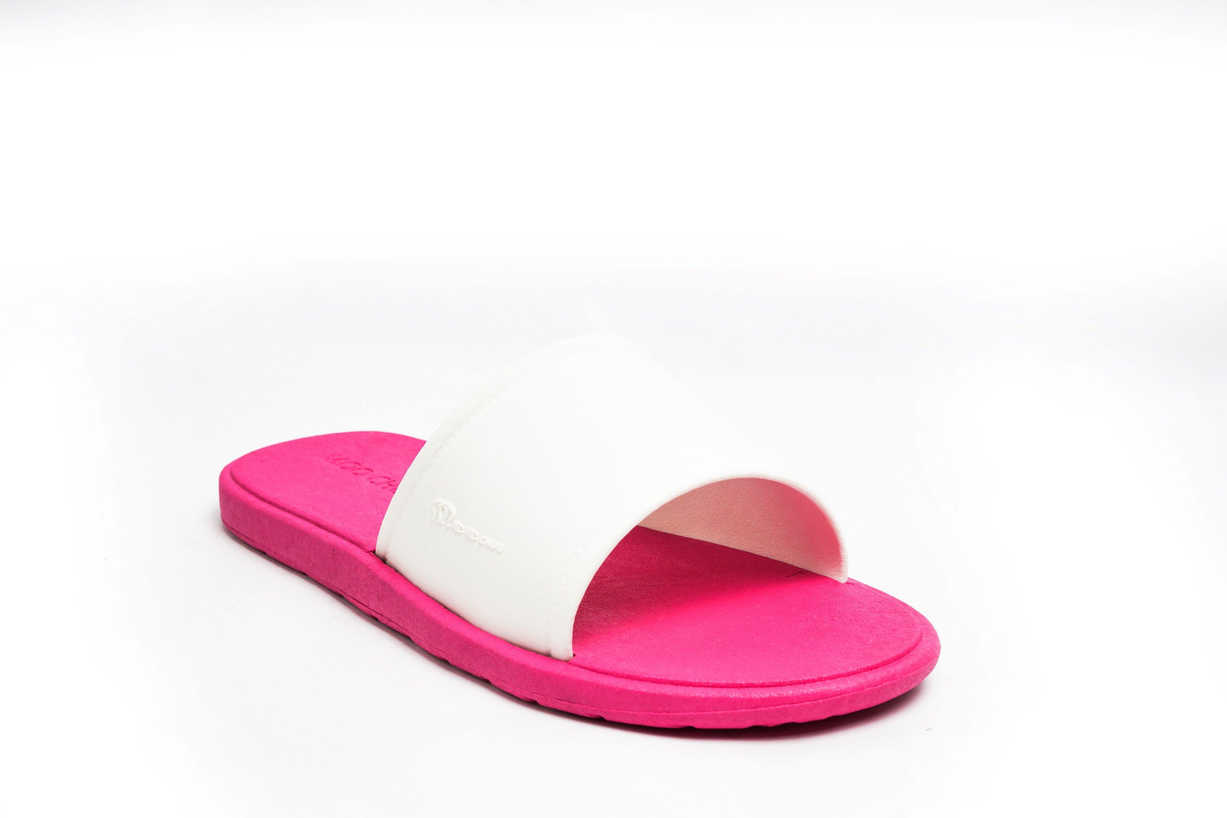 Fluffy Pink Sole White Strap - Moo Chuu India