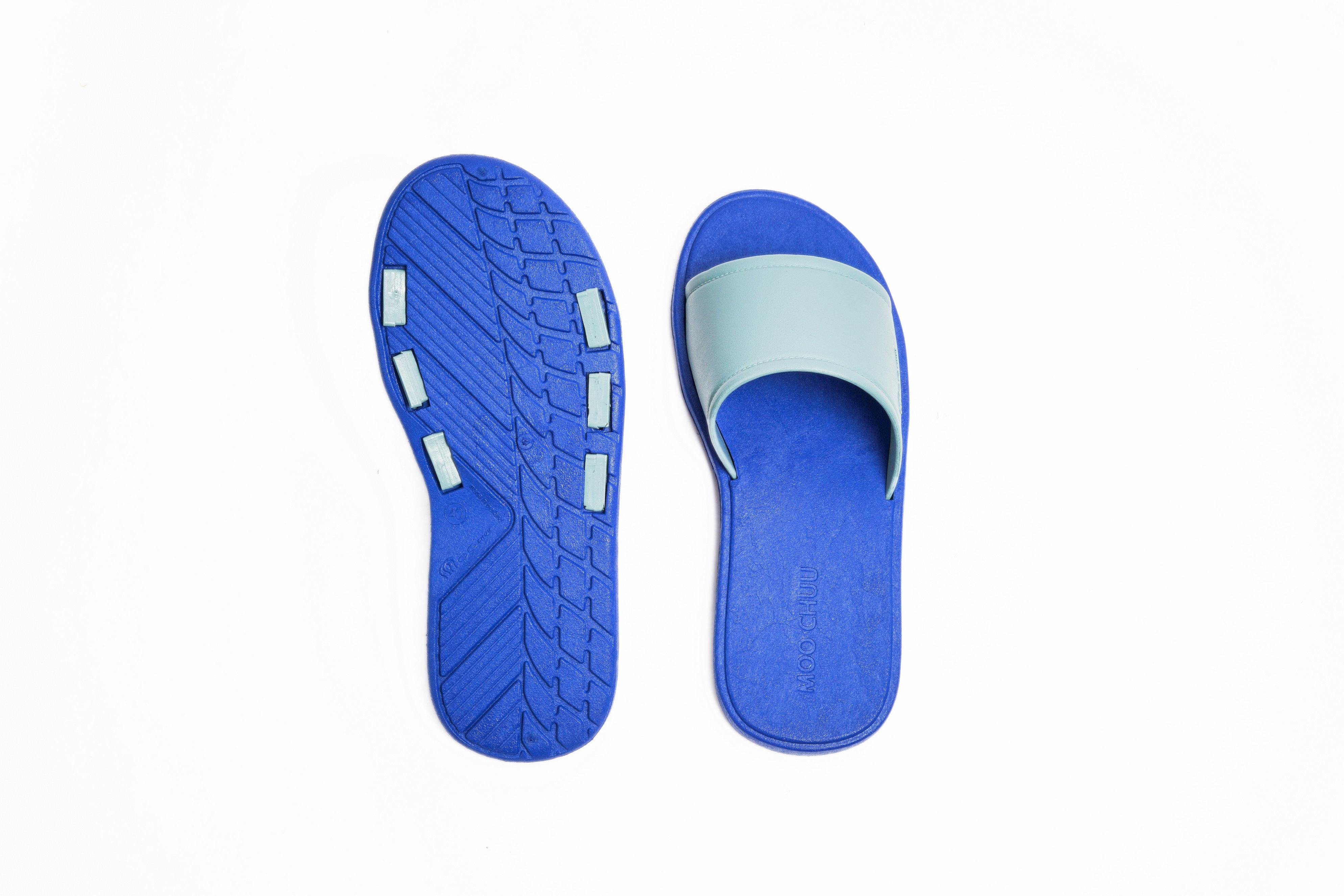 Fluffy Blue Sole Grey Strap - Moo Chuu India