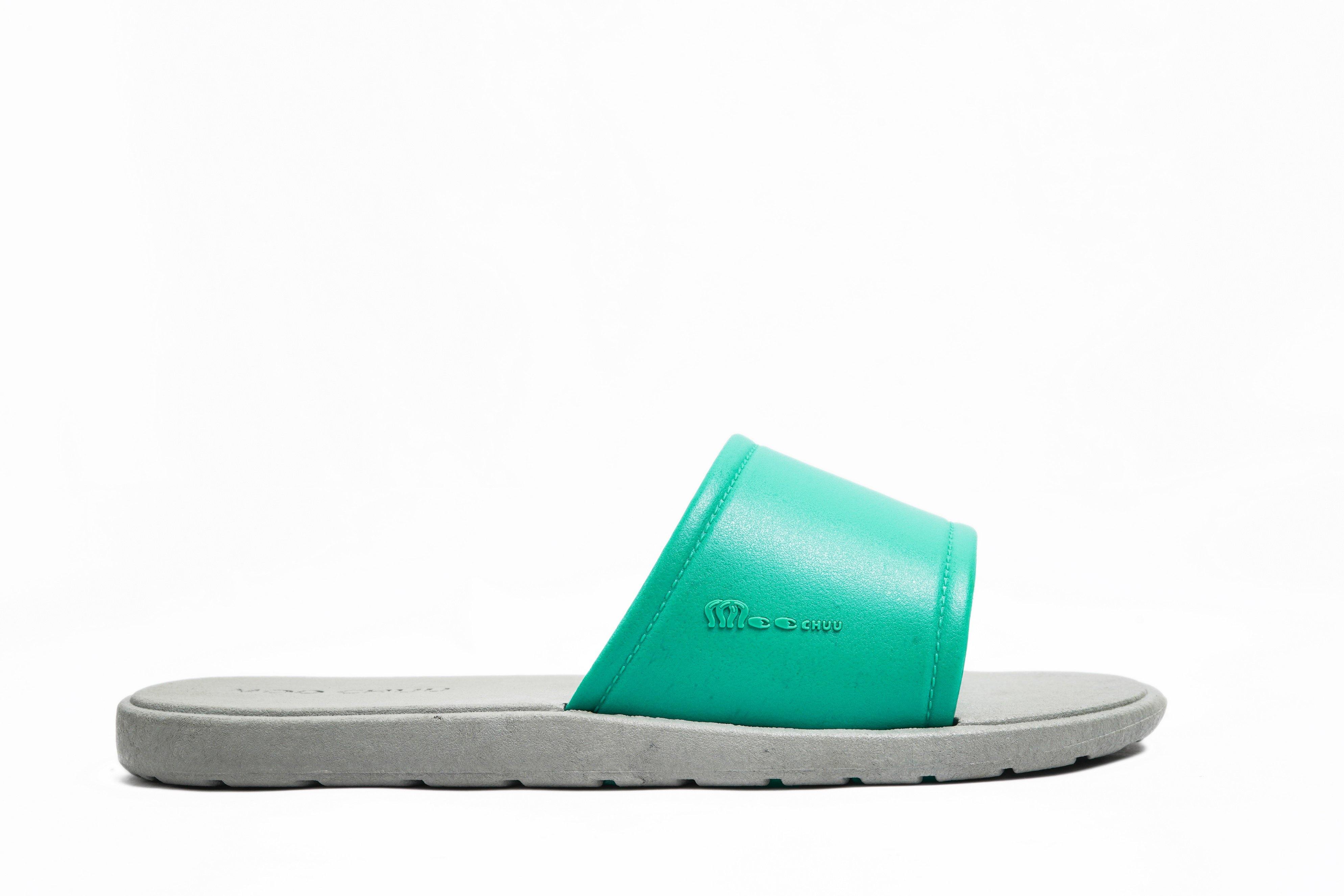 Fluffy Grey Sole Green Strap - Moo Chuu India