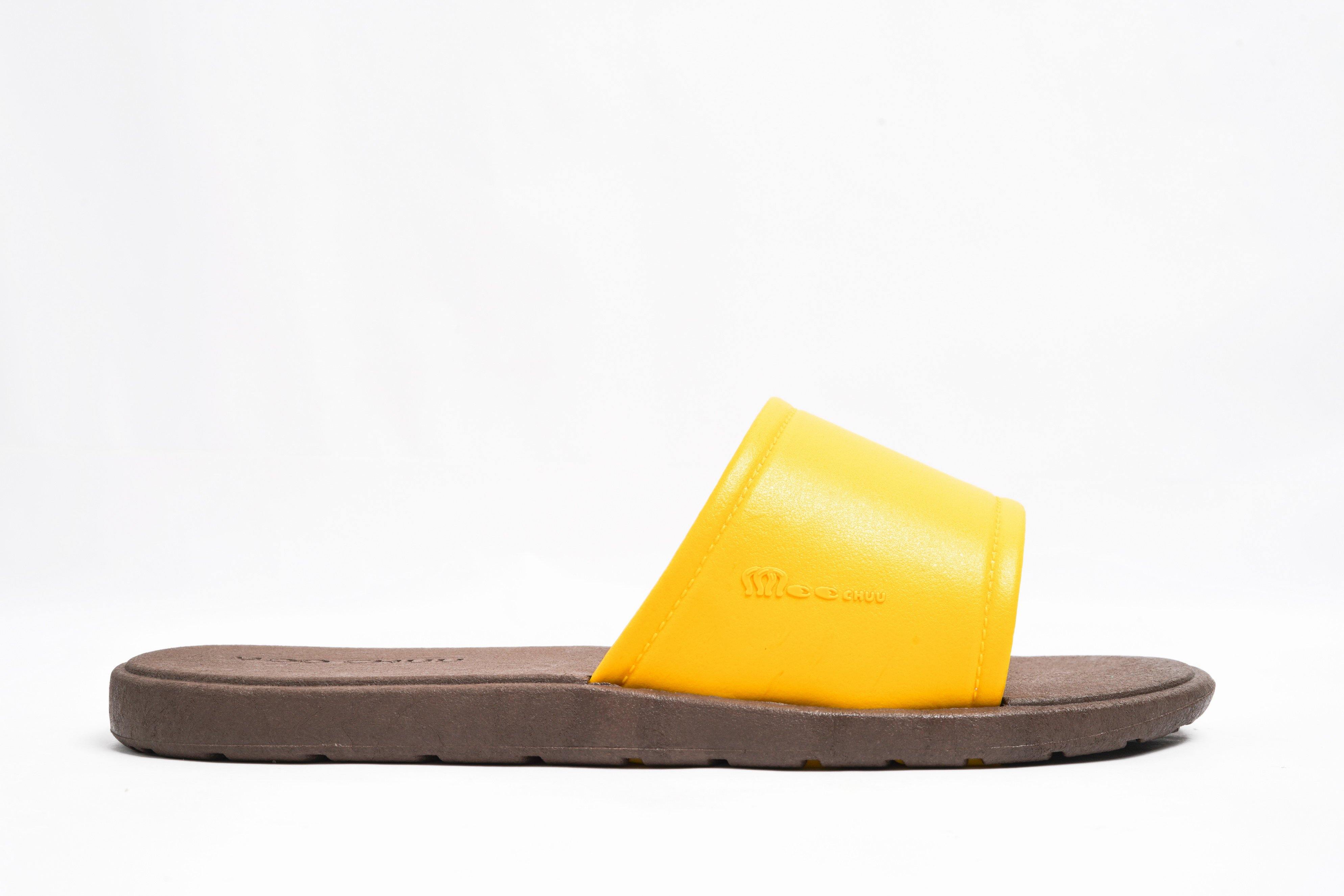 Fluffy Brown Sole Yellow Strap - Moo Chuu India
