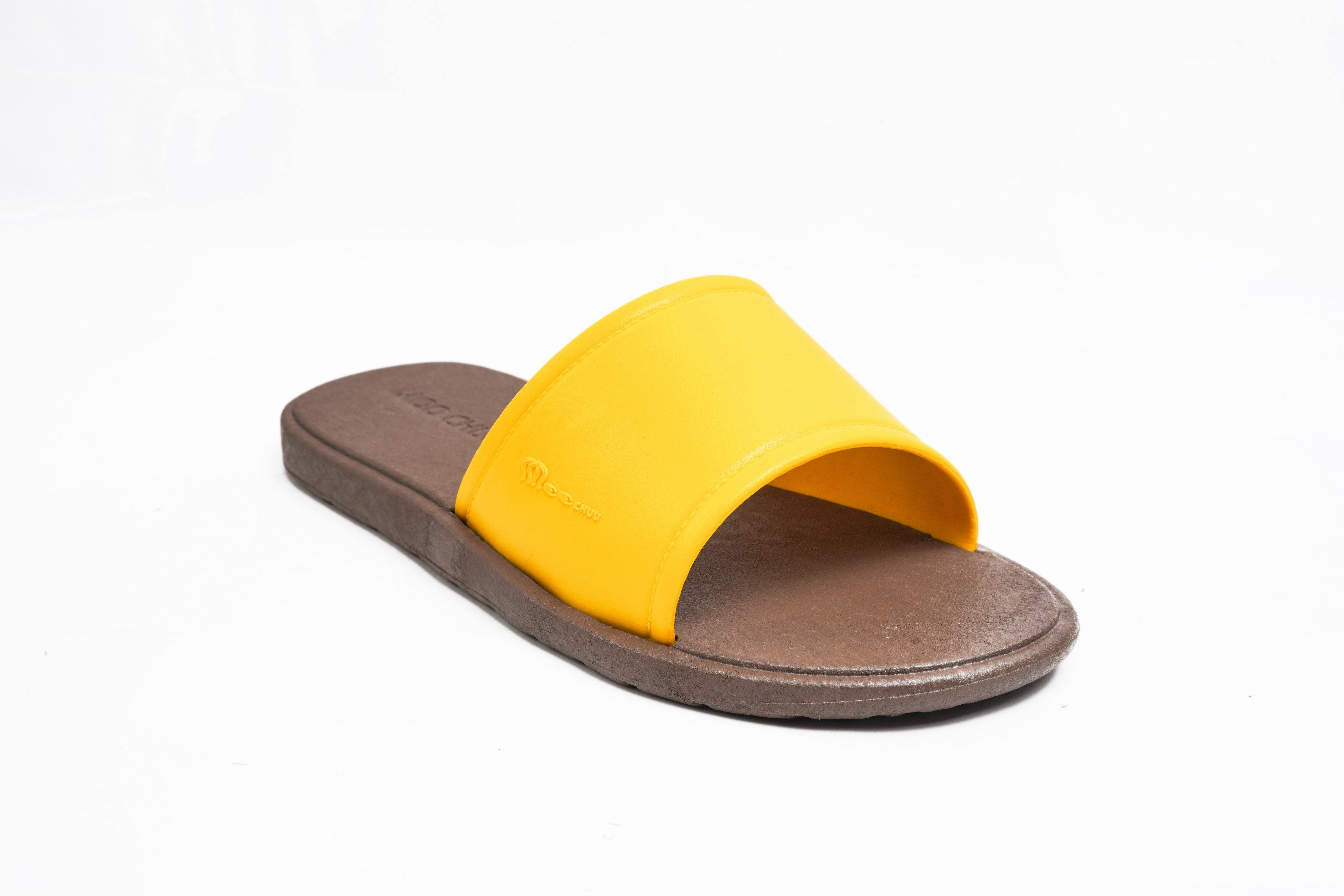 Fluffy Brown Sole Yellow Strap - Moo Chuu India