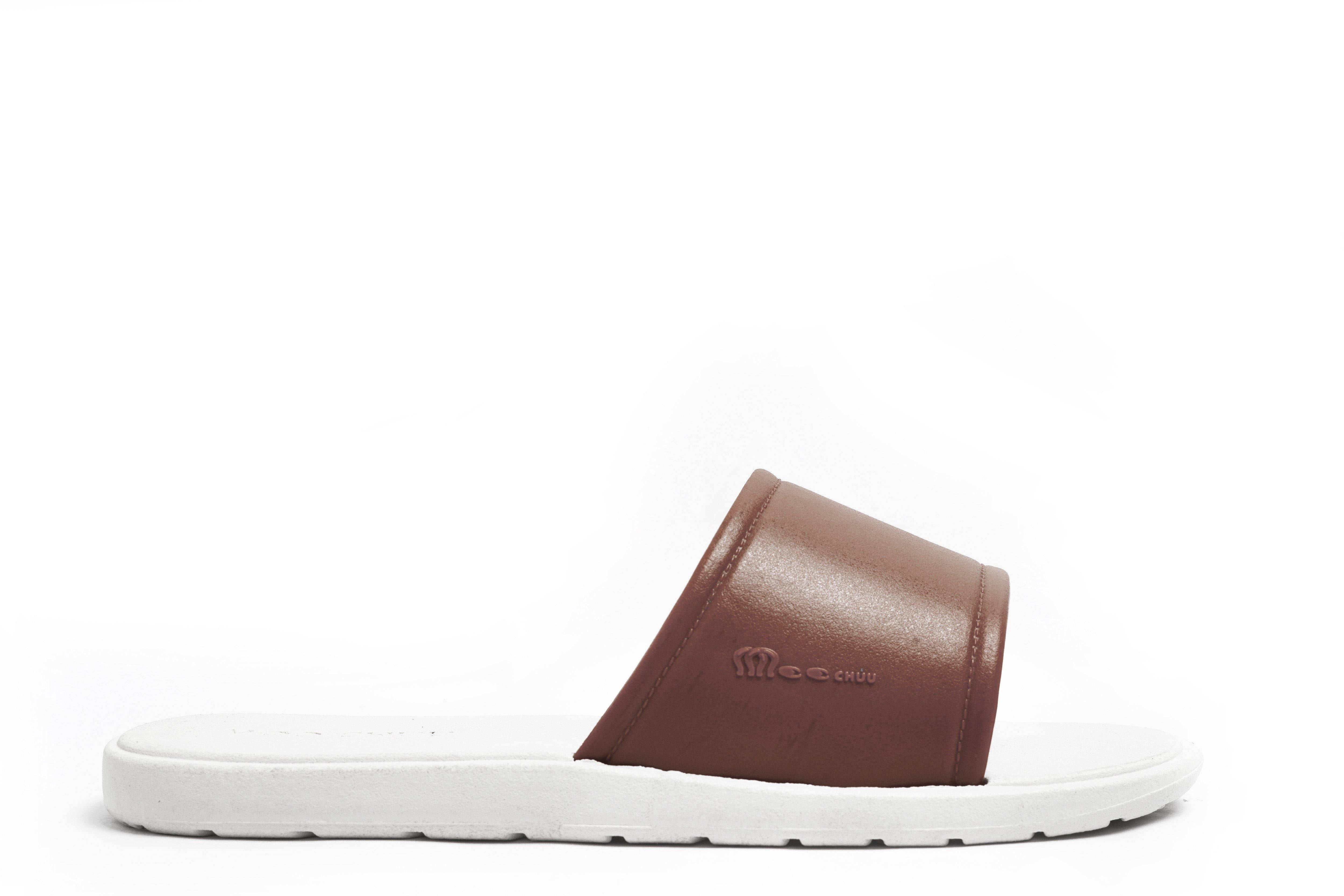 Fluffy White Sole Brown Strap - Moo Chuu India