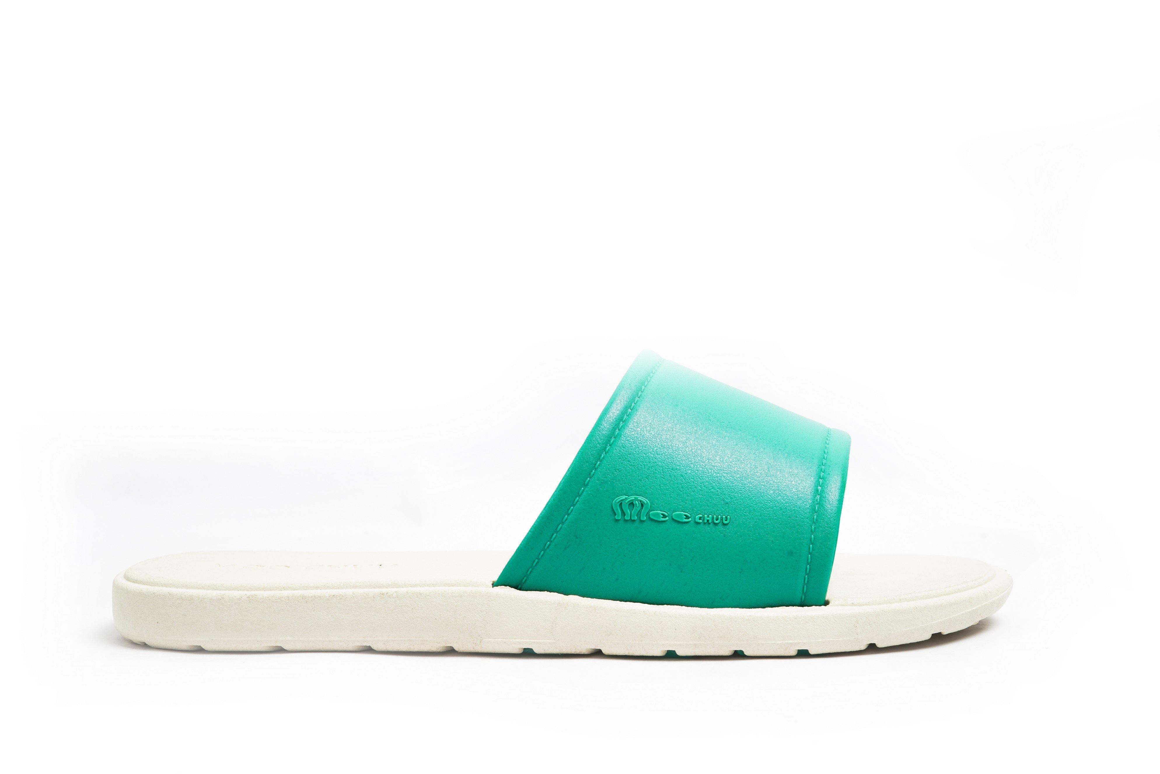 Fluffy White Sole Green Strap - Moo Chuu India