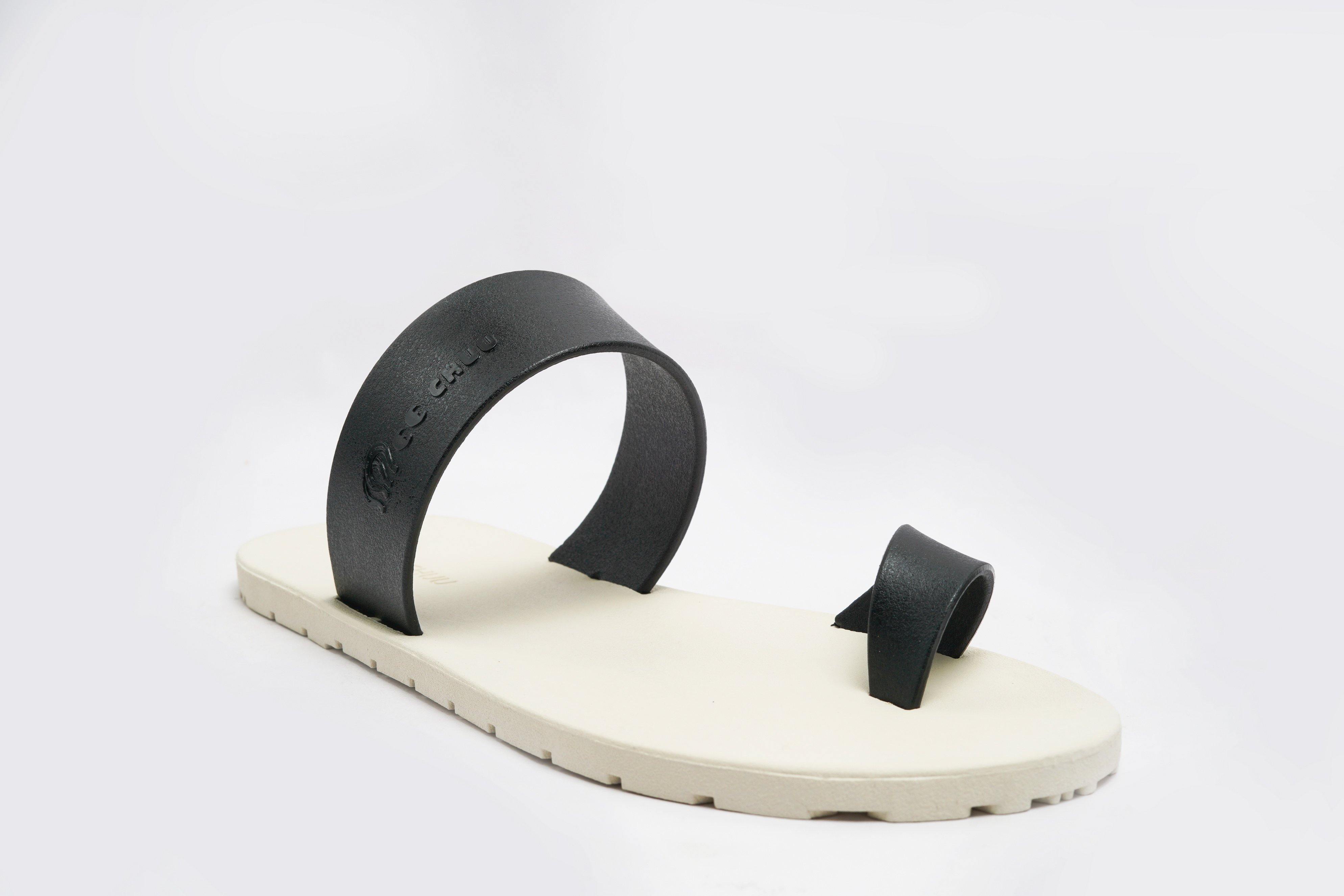 Pop Thumb White Sole Black Strap - Moo Chuu India